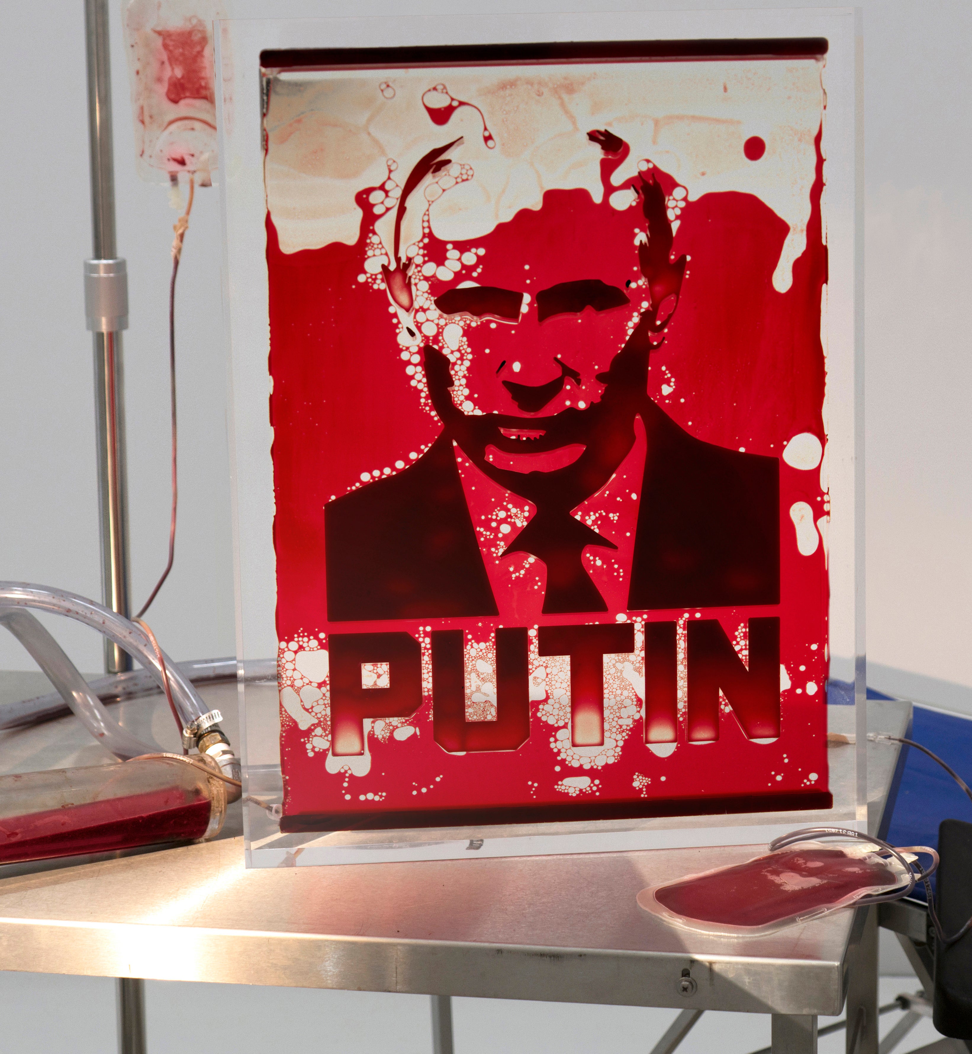 ‘Putin filled with blood’ is one of Andrei Molodkin’s previous works