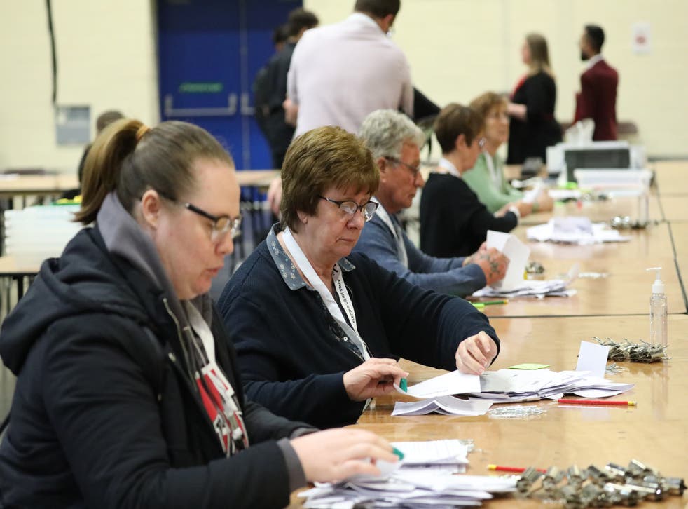 Ballot papers are counted at Peterborough Arena, for the local government elections. Picture date: Thursday May 5, 2022.