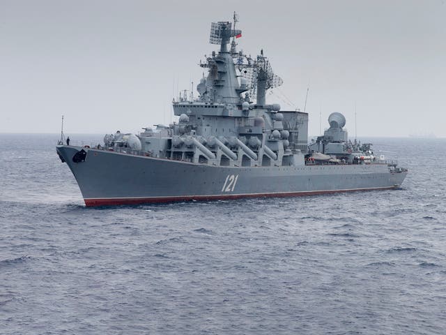 <p>The ‘Moskva’ sank on 14 April, 2022, after Ukrainian missile strikes</p>