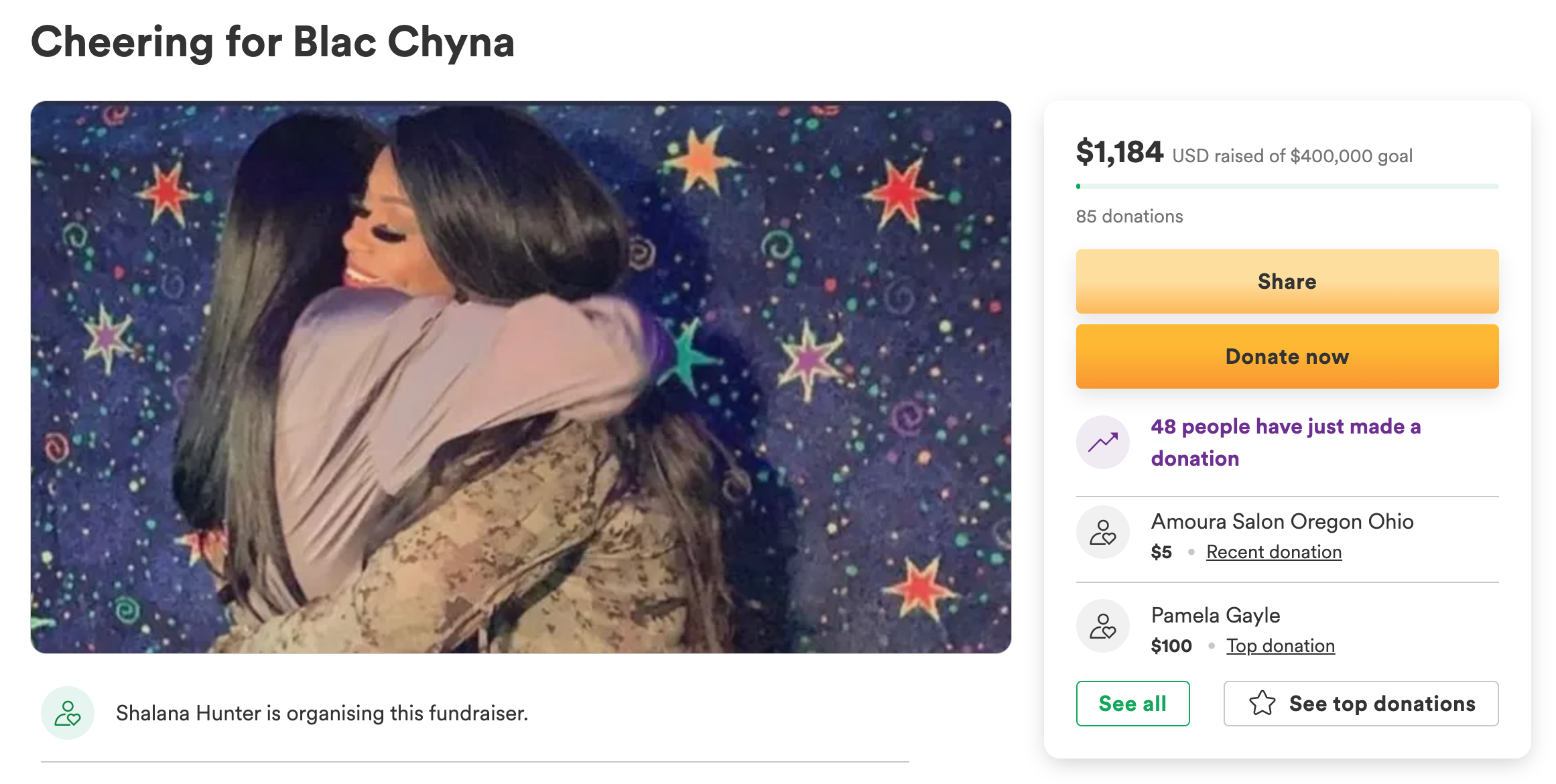 The GoFundMe page was set up this week