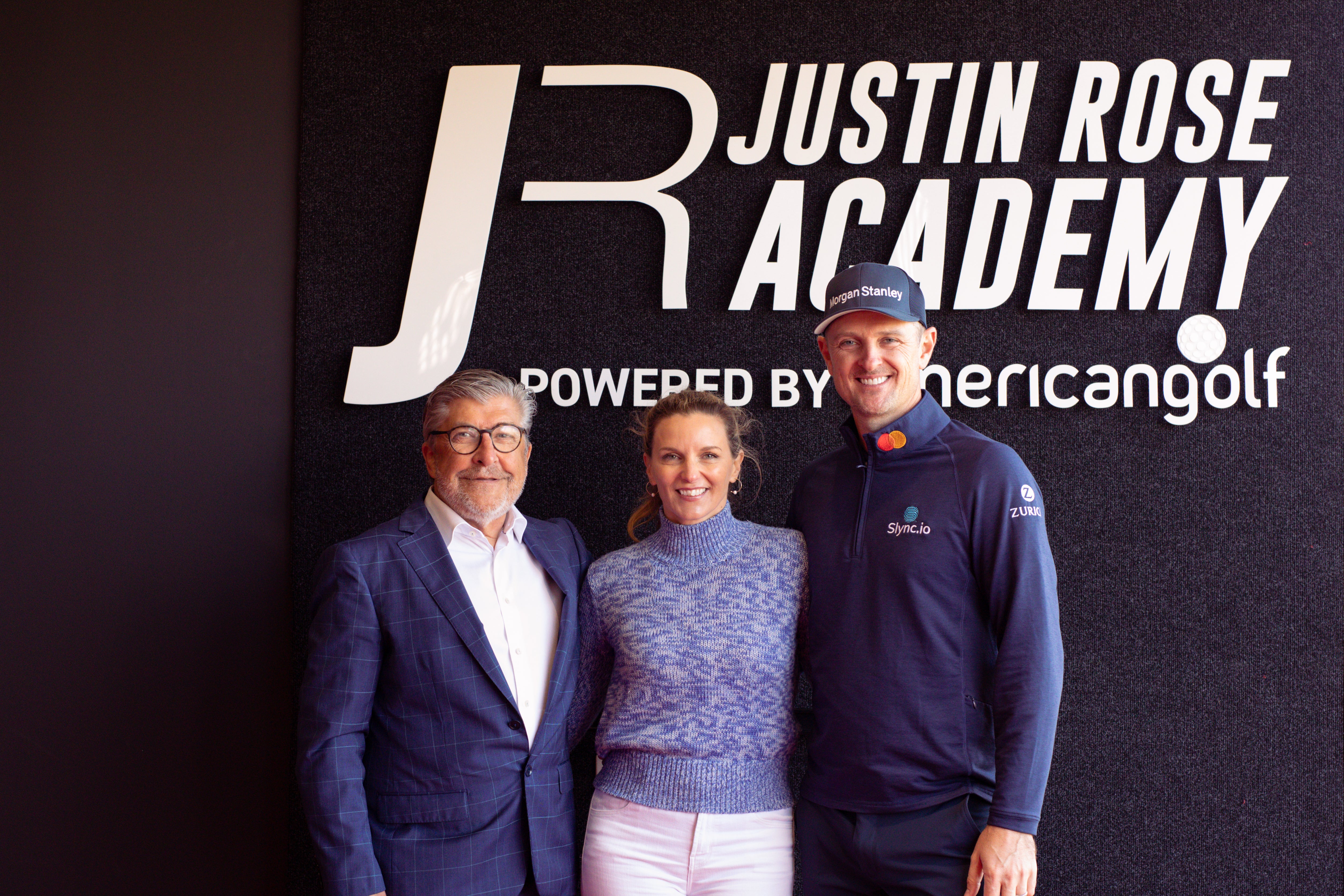 American Golf CEO Gary Favell with Kate and Justin Rose at the launch of the Justin Rose Academy (Handout image)