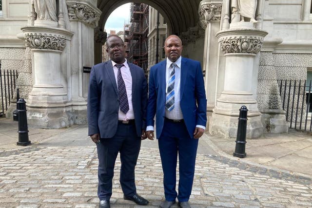 <p>Governor of Kericho County Paul Chepkwony (right) and lawyer Joel Kimutai Bosek (left) were refused a meeting with the FCDO in London earlier this year. </p>