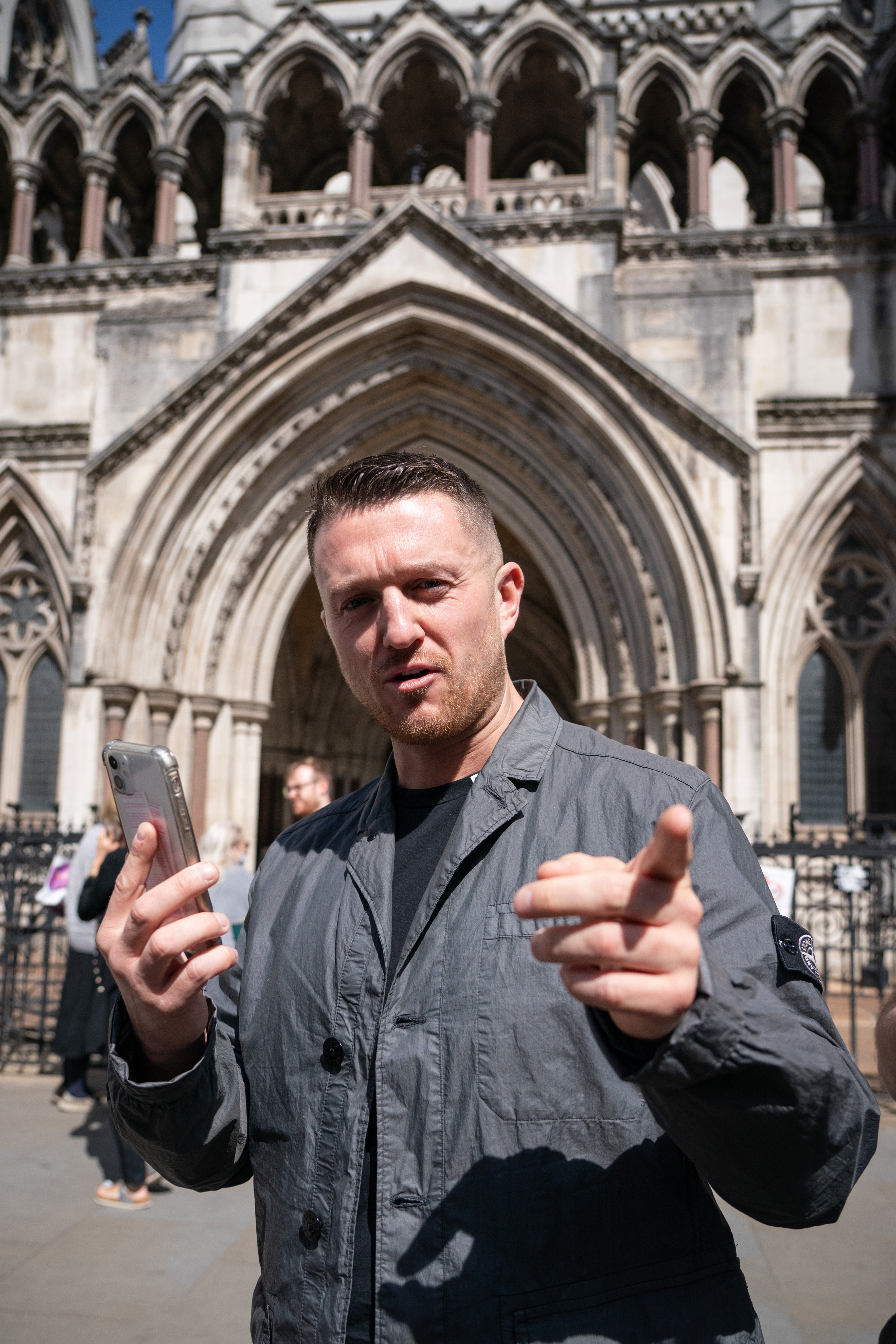 Tommy Robinson leaves the Royal Courts Of Justice