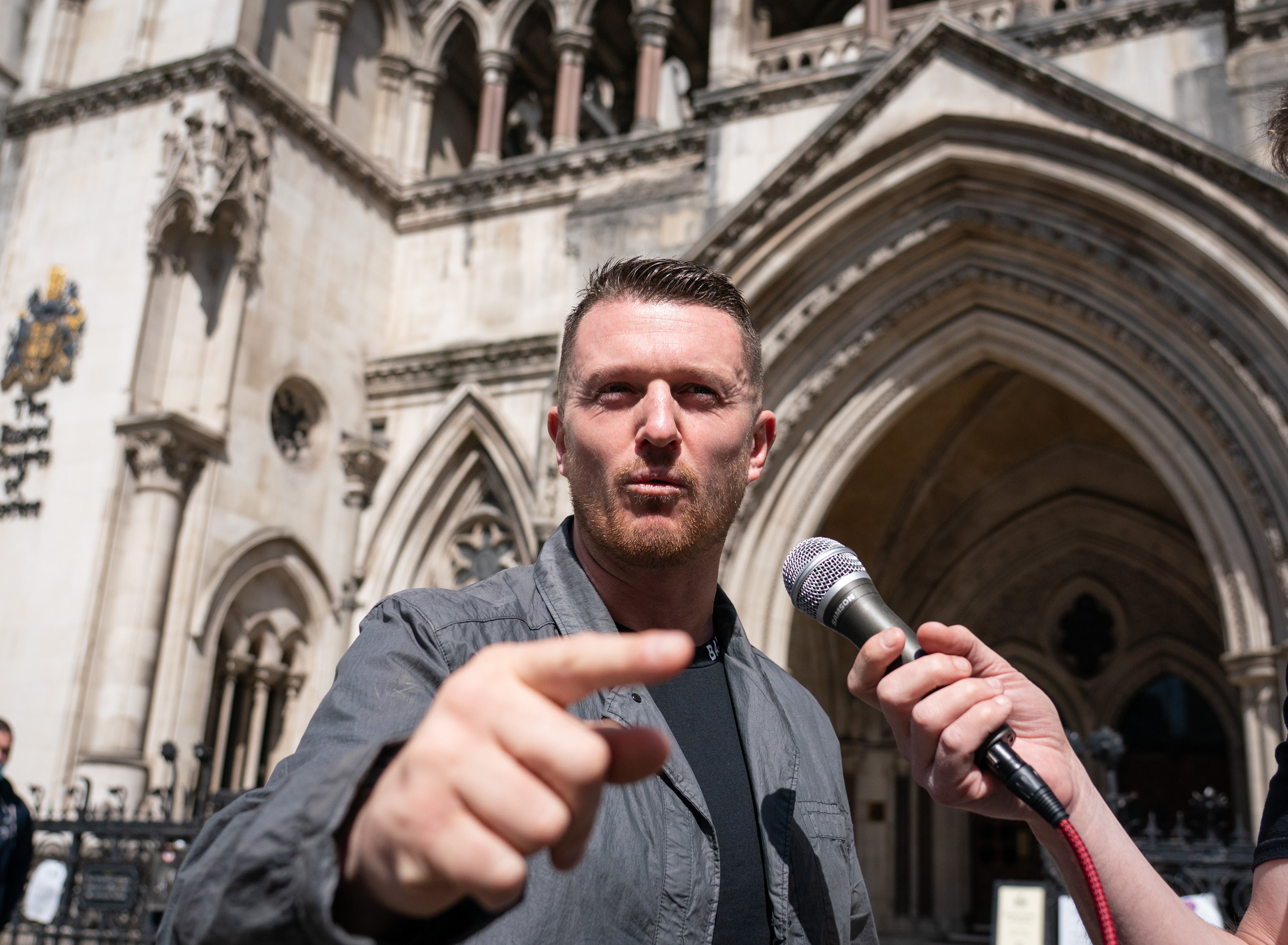 Tommy Robinson after his contempt of court pre-trial hearing
