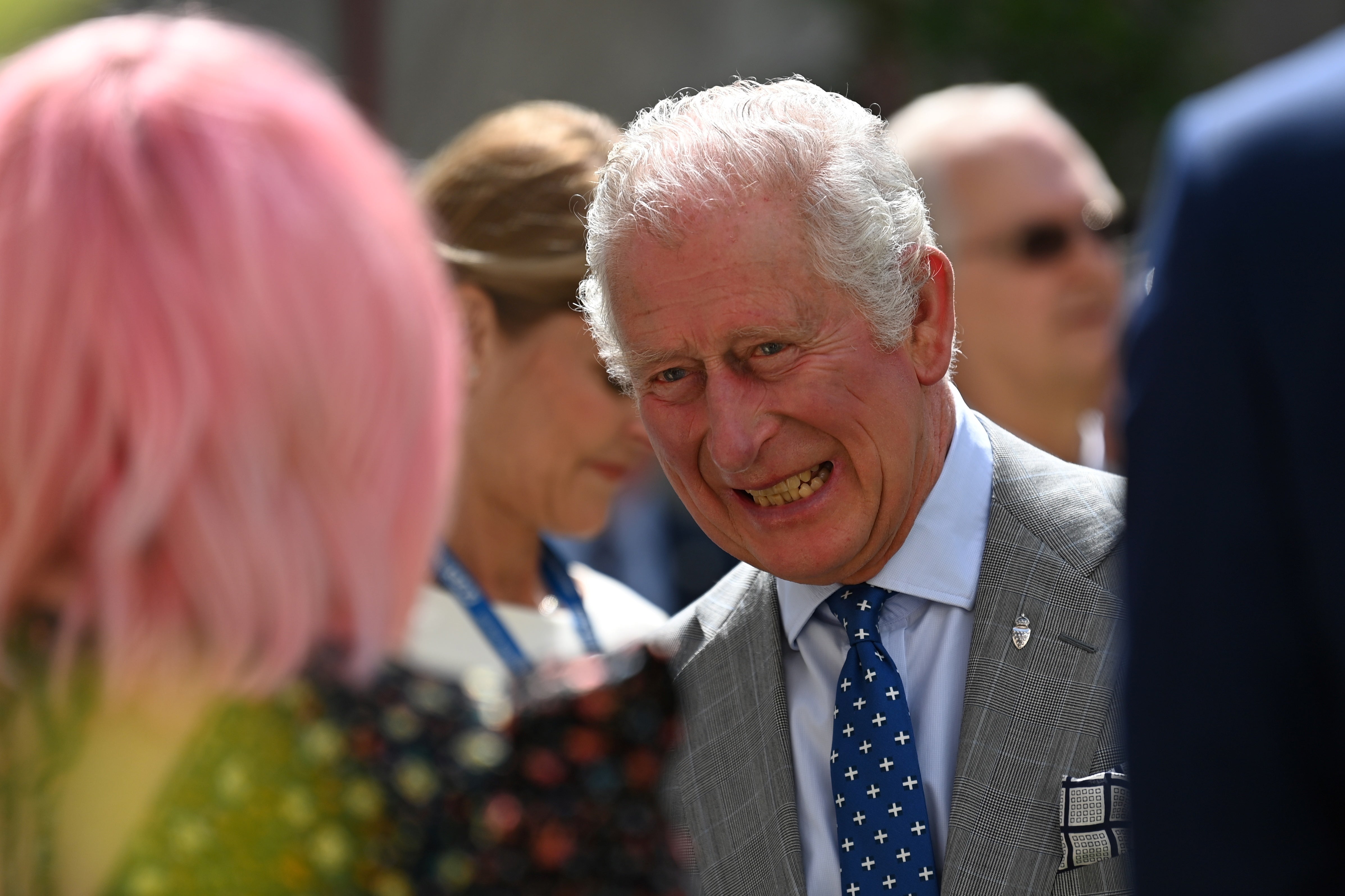 The Prince of Wales meeting members of staff at the Royal Bournemouth Hospital (Glyn Kirk/PA)