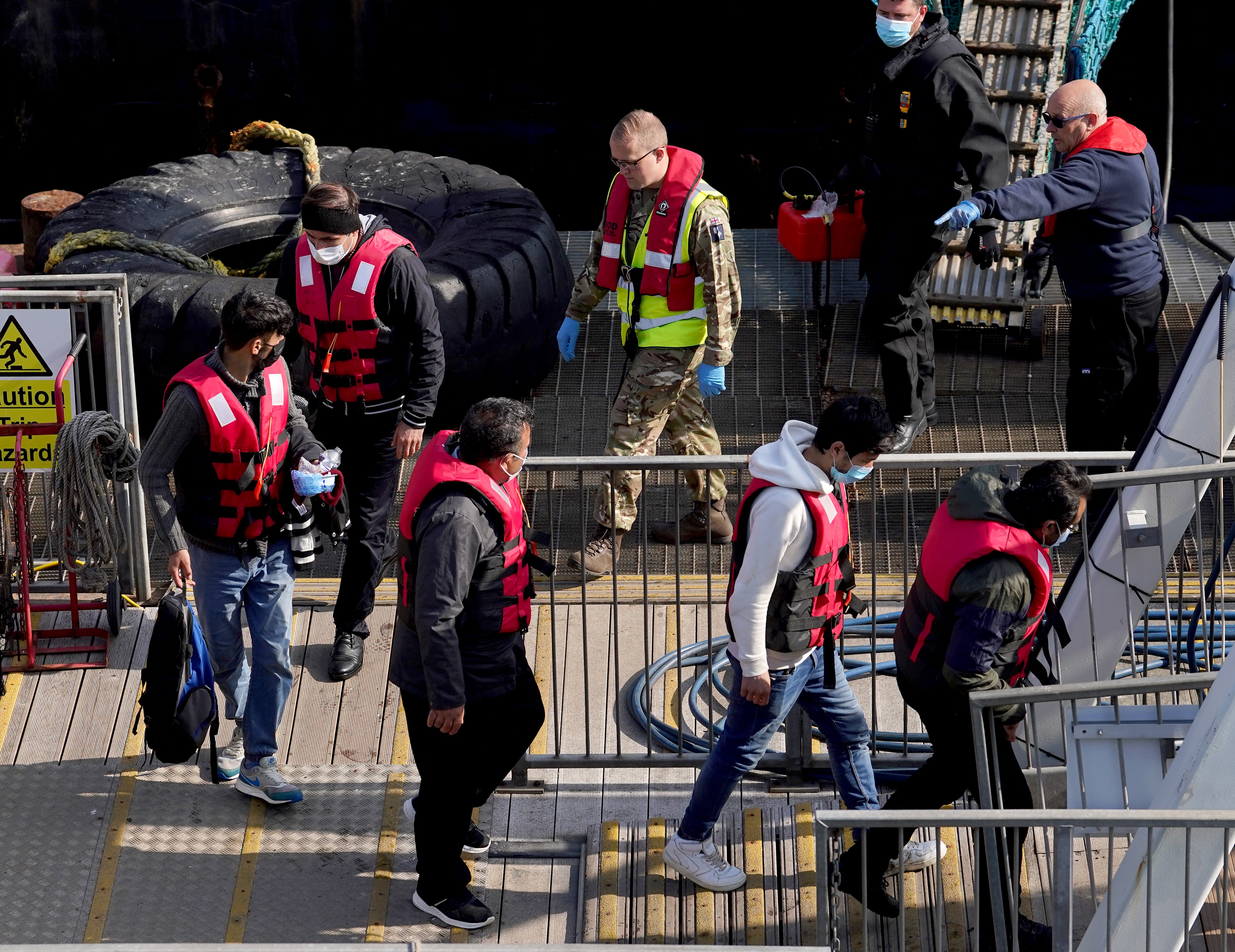 People arrive in Dover, Kent, as Channel crossings continued on Friday (Gareth Fuller/PA)