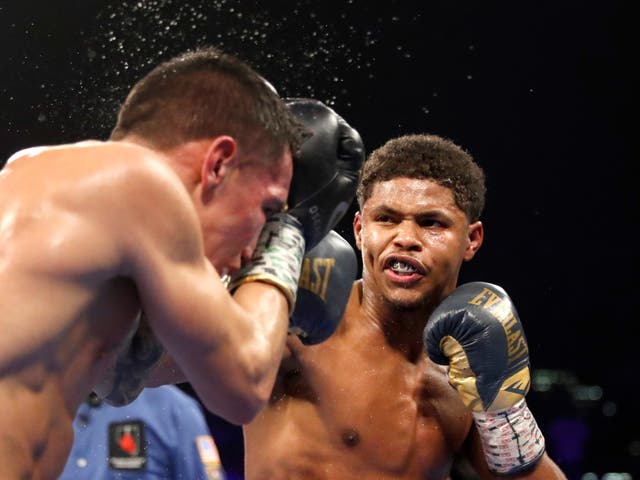 <p>Shakur Stevenson (right) dismantled Oscar Valdez last time out</p>