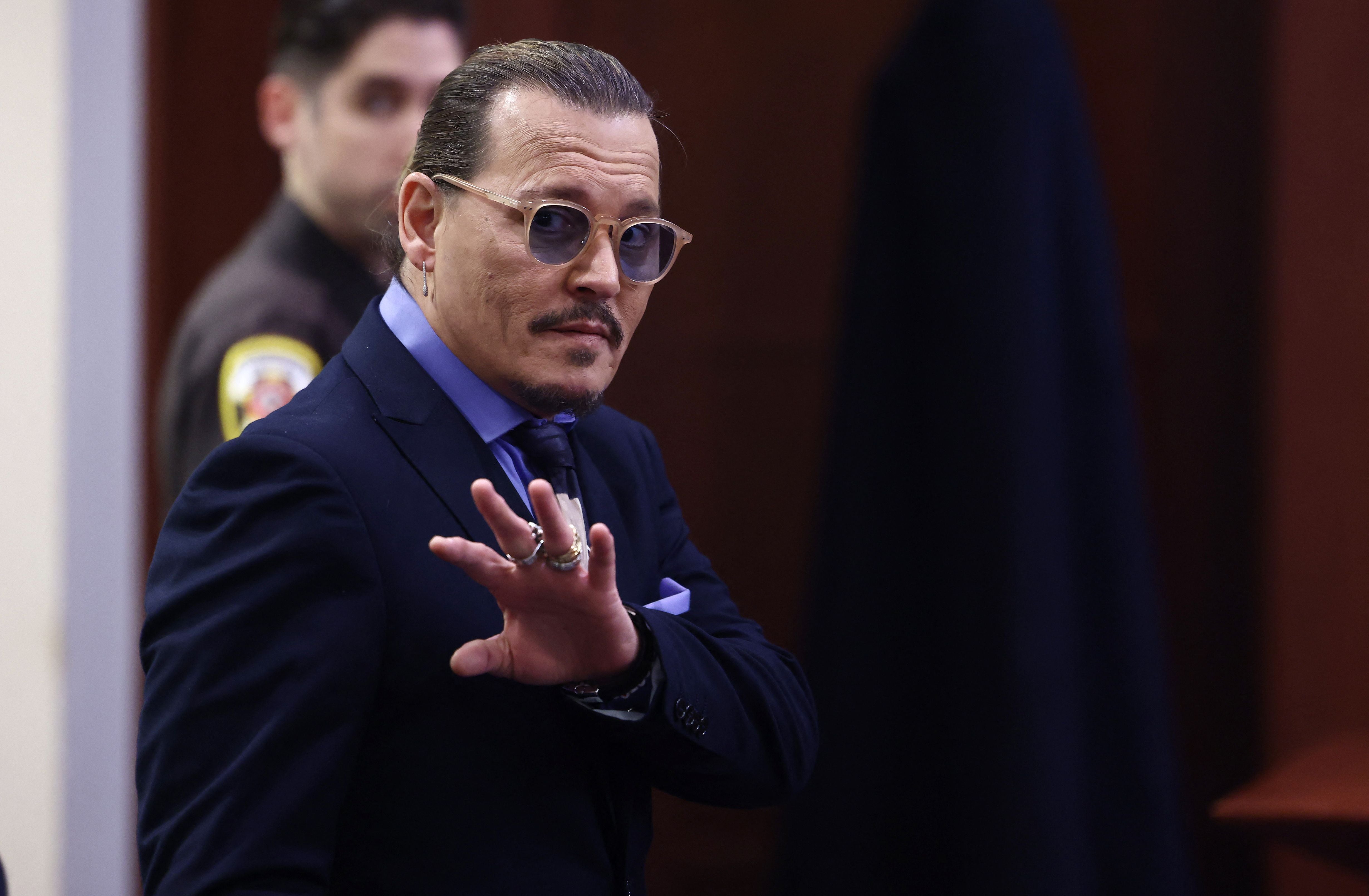 Johnny Depp at the Fairfax County Courthouse in Fairfax, Virginia, on 5 May 2022