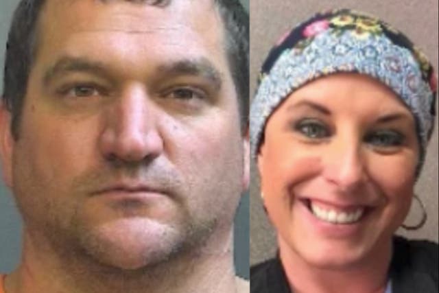 <p>Left, Andrew Wilhoite, an Indiana Republican accused of murdering his wife. Right, Elizabeth “Nikki” Wilhoite, his wife. </p>