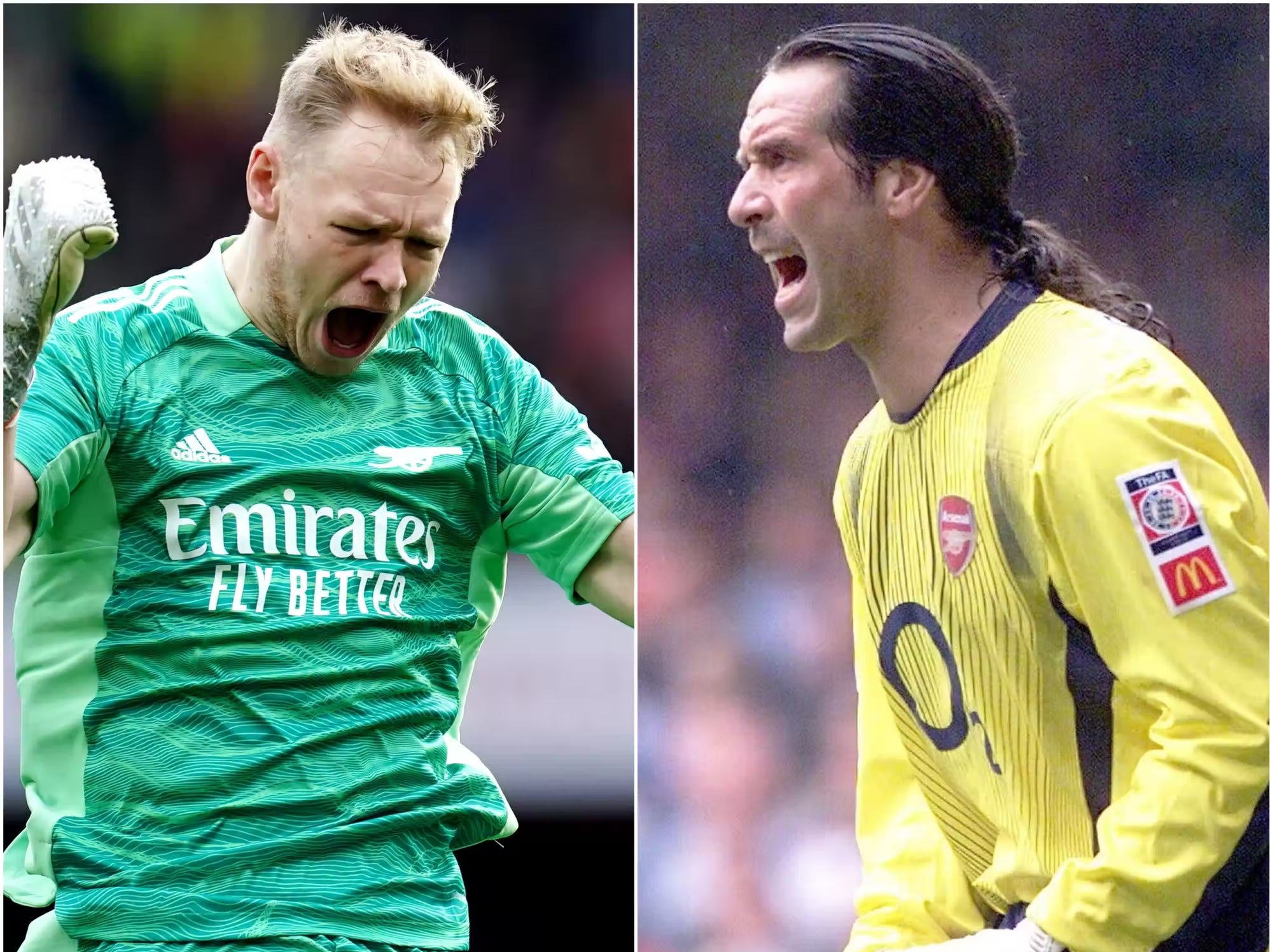 Aaron Ramsdale (left) has been getting advice from former Arsenal favourite David Seaman (John Walton/David Davies/PA)