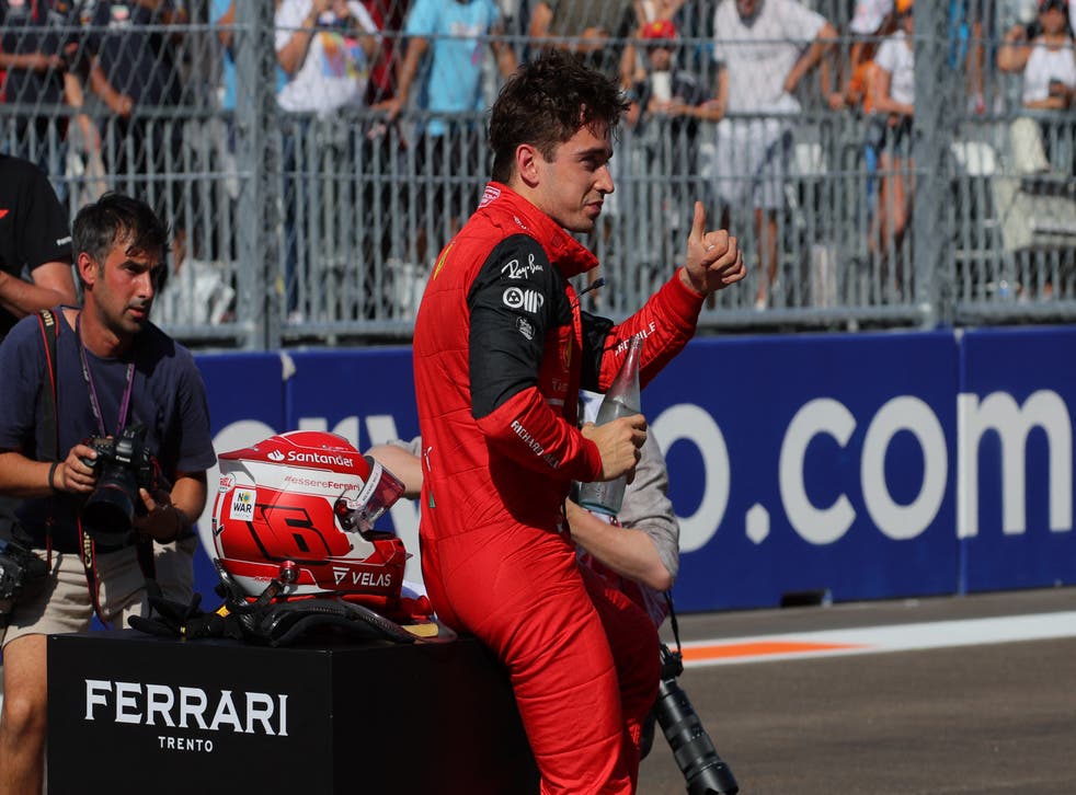 <p>Charles Leclerc claimed pole ahead of his Ferrari teammate Carlos Sainz </p>