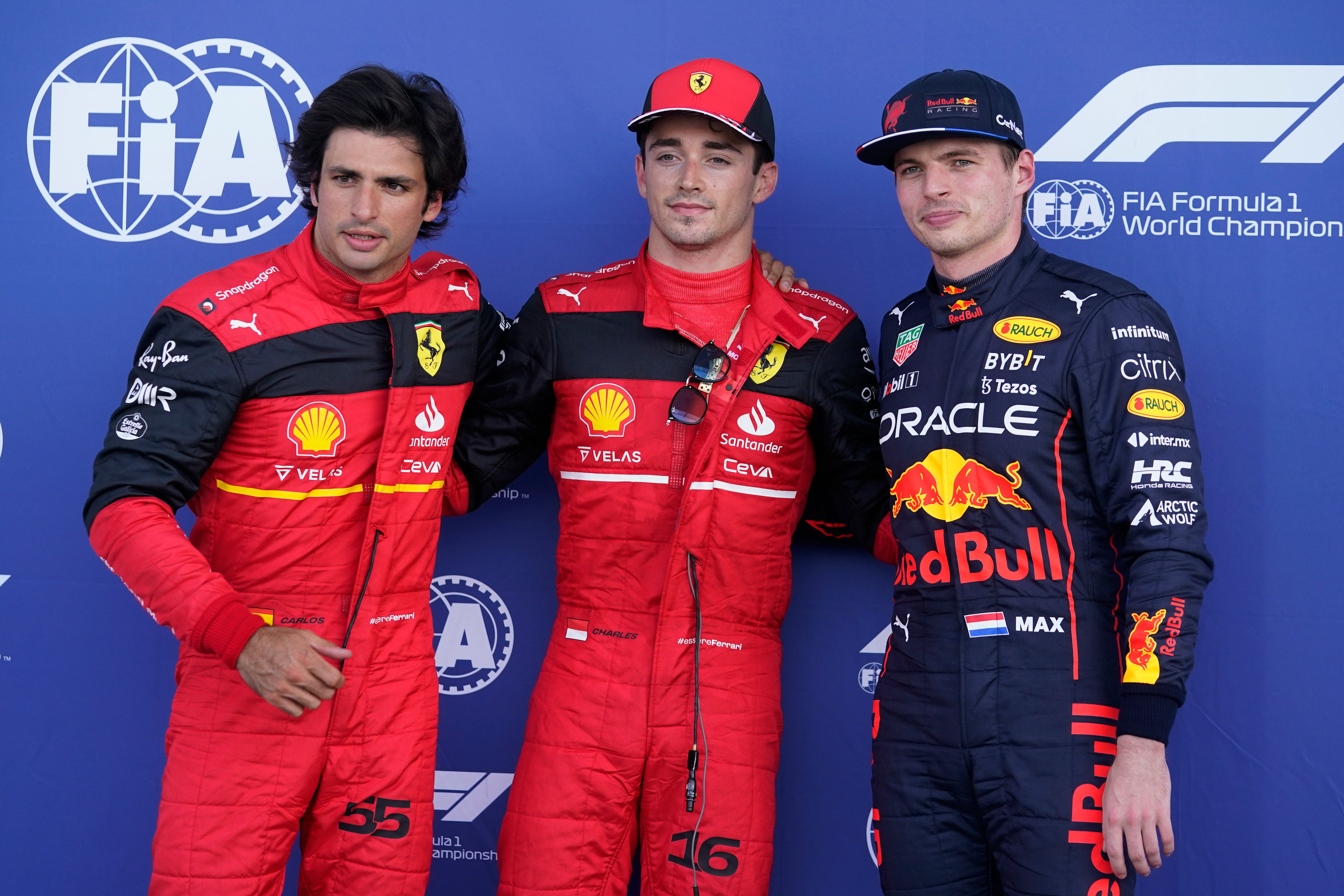 Charles Leclerc led Carlos Sainz and Max Verstappen in qualifying