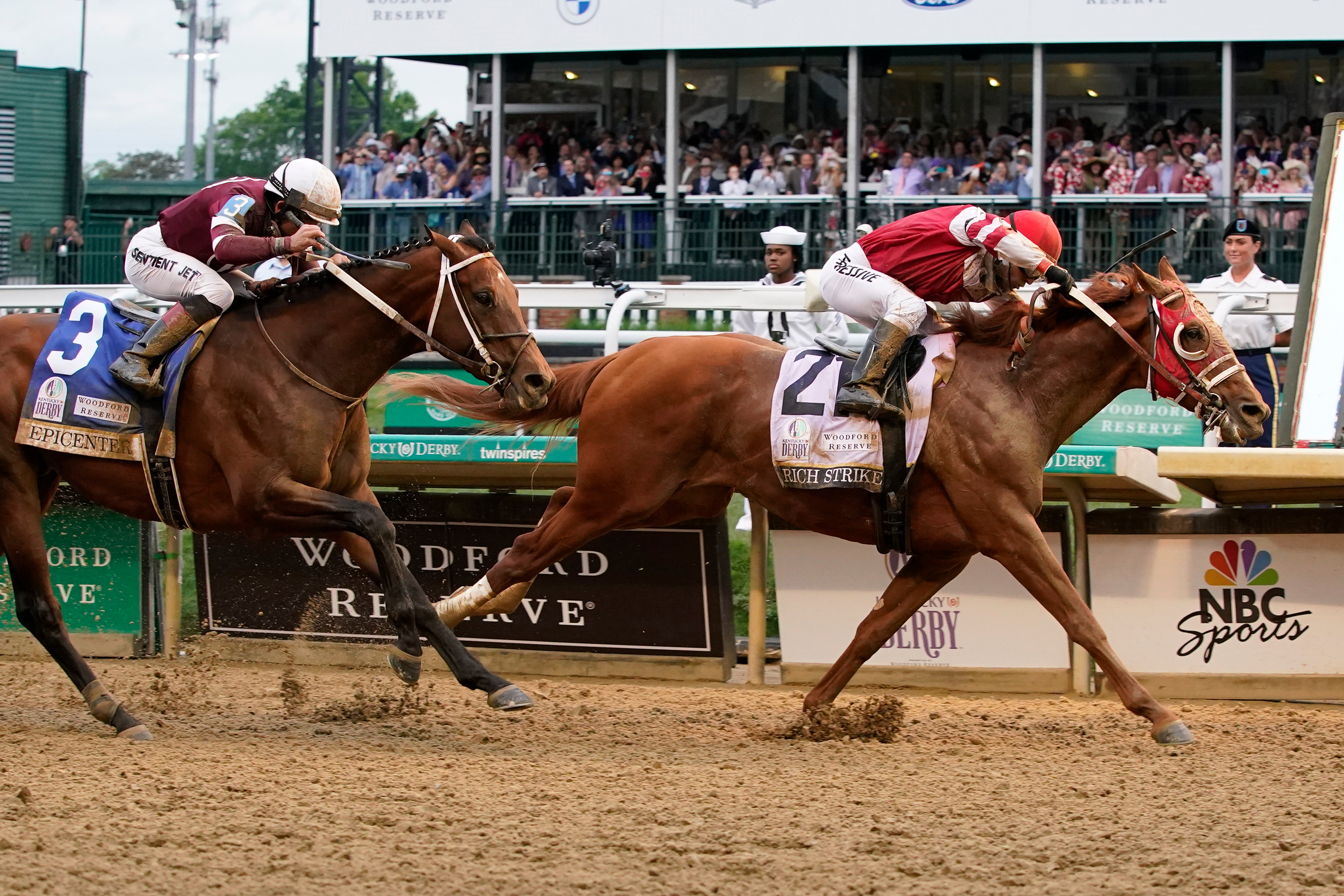 Rich Strike surged to a stunning victory in the 148th Kentucky Derby