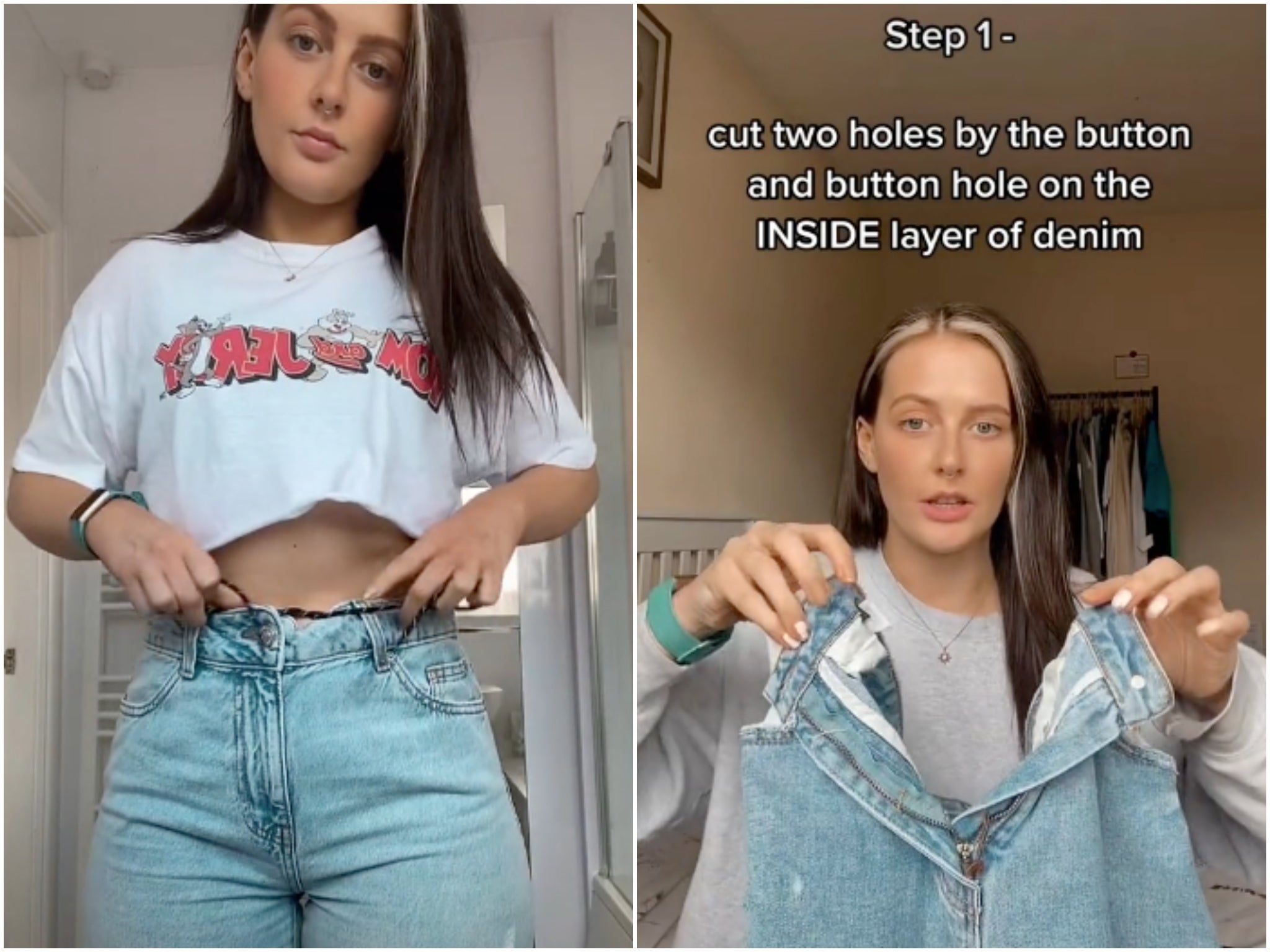 How to make jeans fit better using viral TikTok shoelace hack