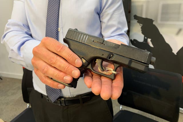 A gas-operated blank-firing weapon, converted to use live rounds – the firearm is illegal, in both converted and unconverted states. (Richard Vernalls/PA)