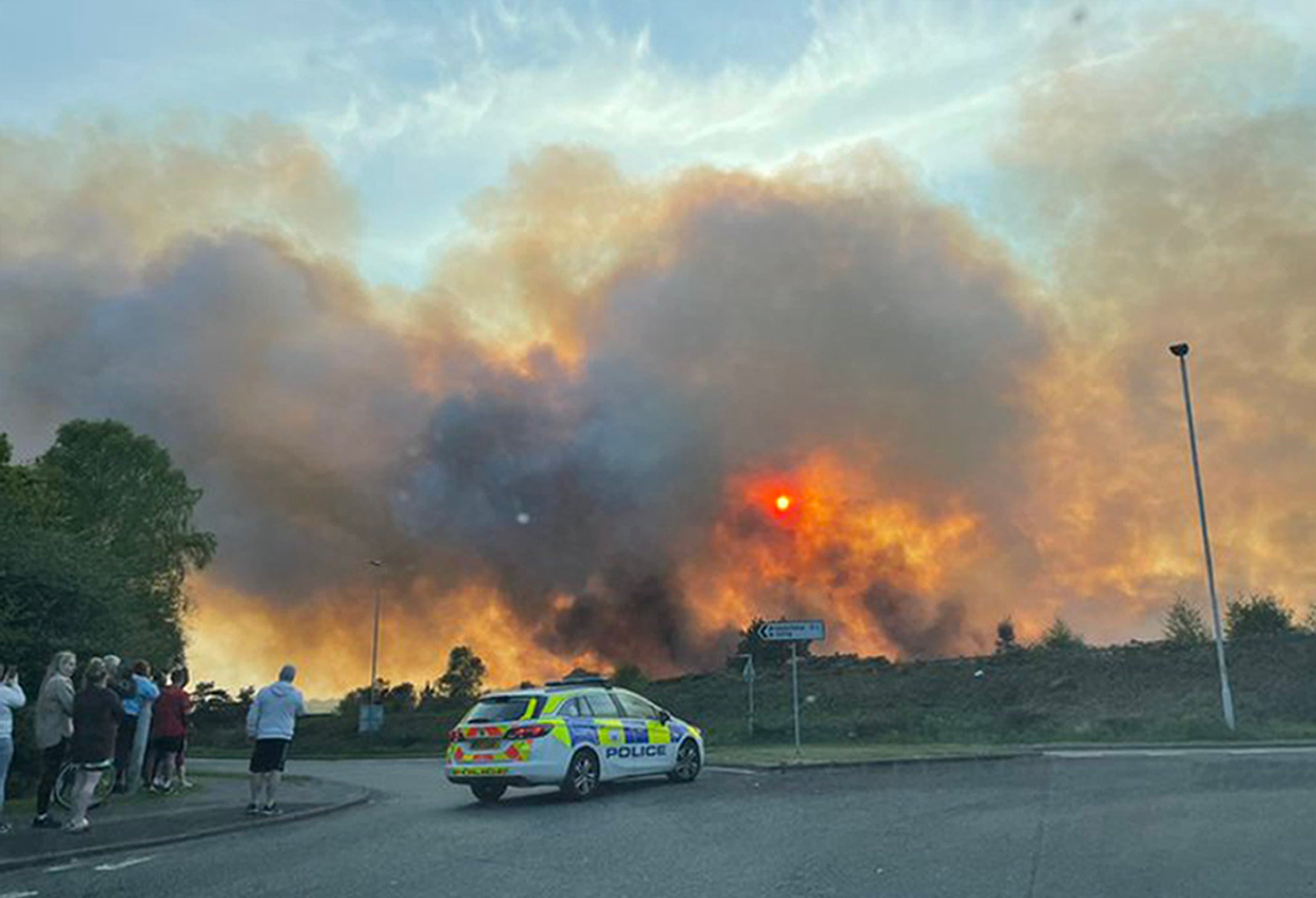 Smoke rising from the fire at Canford Heath in Poole