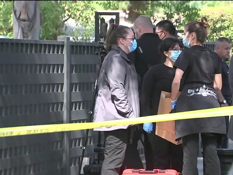 The Los Angeles house in West Hills where three children were found dead was cordoned off with police tape