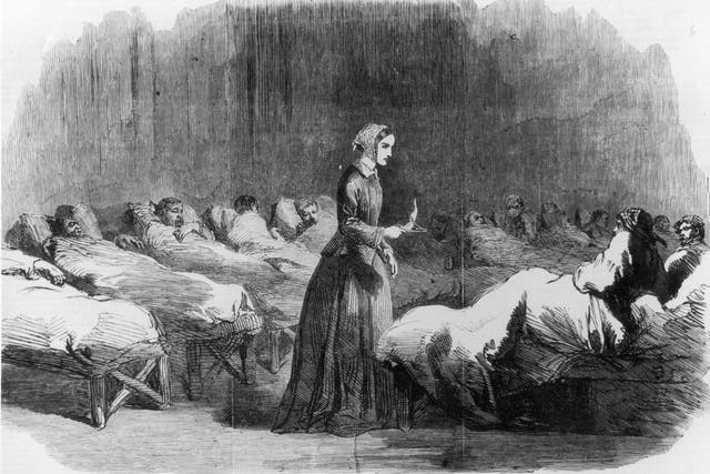<p>Florence Nightingale makes her rounds in the Barrack hospital at Scutari during the Crimean War, 24 February 1855</p>