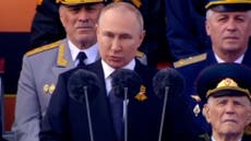 Putin says Nato posed ‘unacceptable threat’ in WWII parade speech
