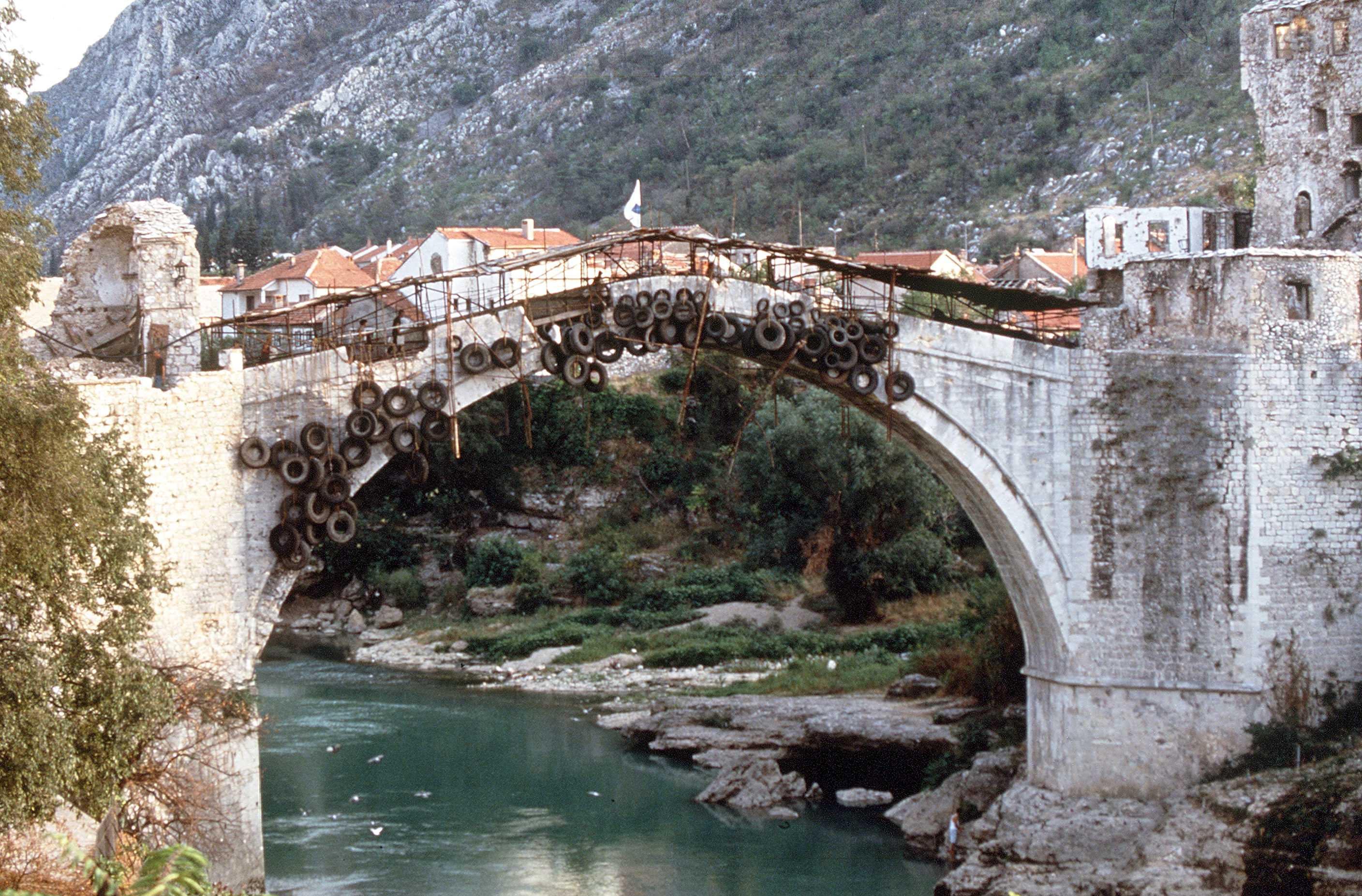 The bridge at Mostar was destroyed during the war in the former Yugoslavia in 1993. It was rebuilt in 2004