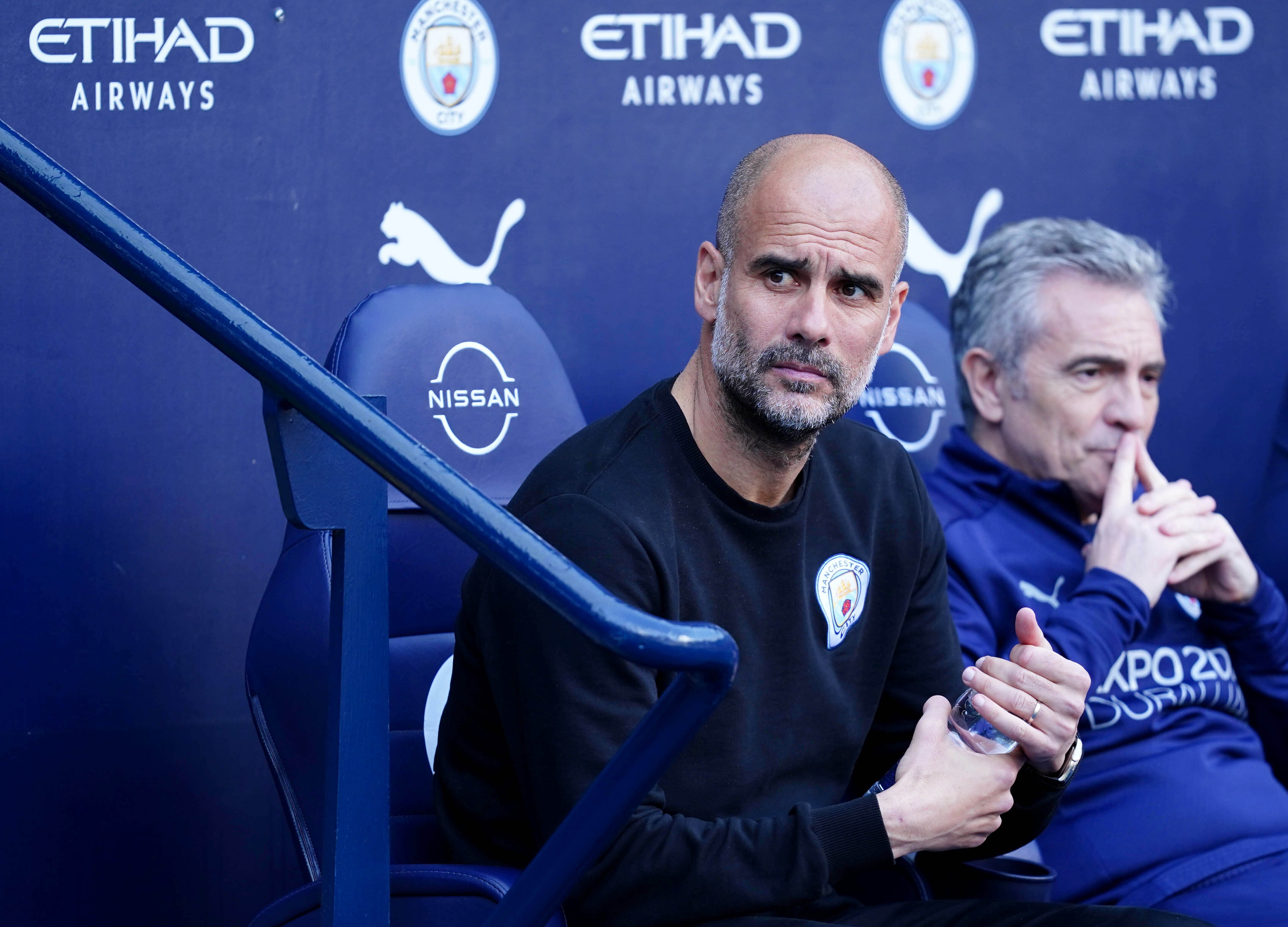 Pep Guardiola is on track for another Premier League title (Martin Rickett/PA)