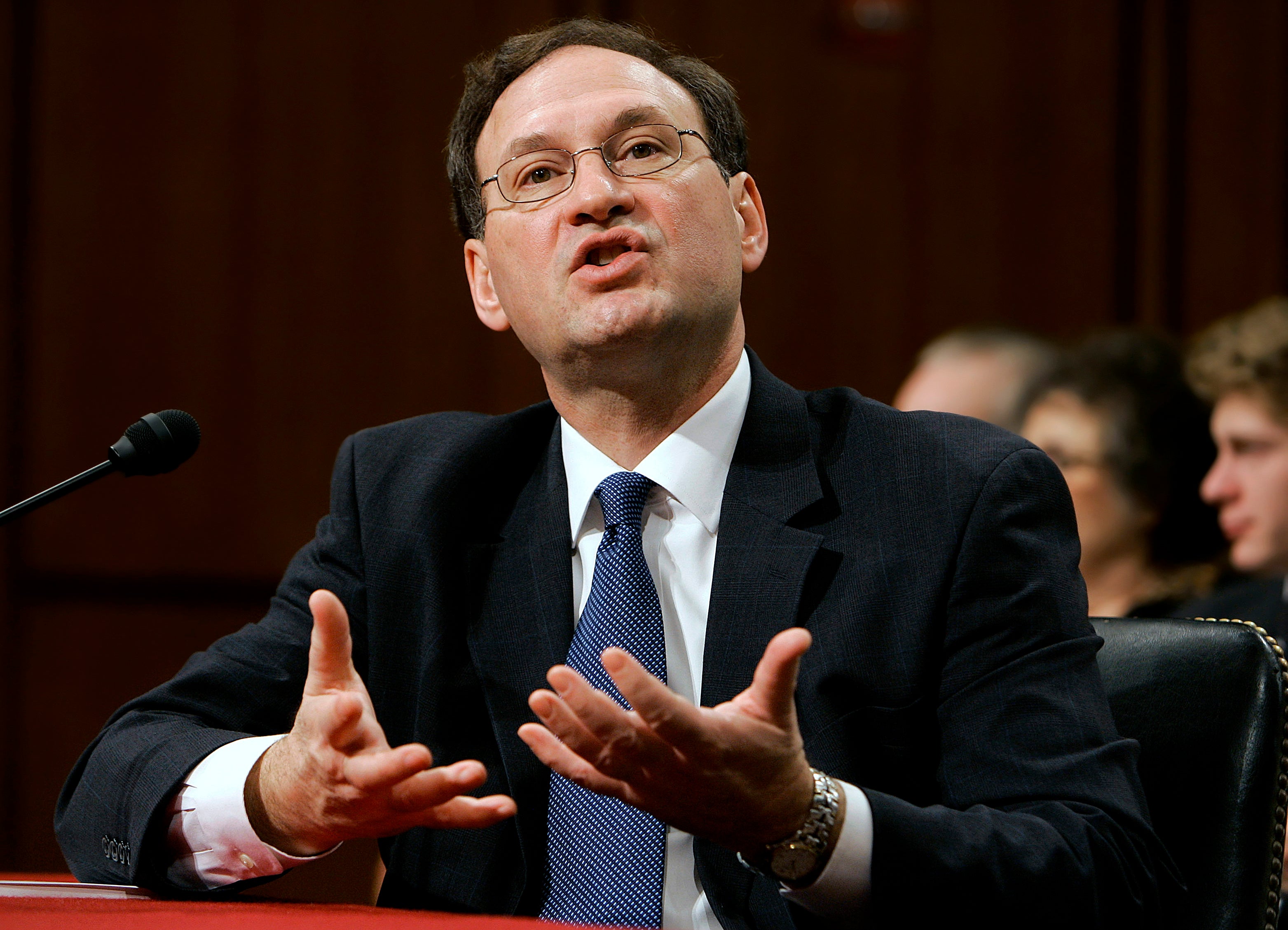Supreme Court nominee Judge Samuel Alito answers a question on the third day of his confirmation hearings before the Senate Judiciary Committee on Capitol Hill in Washington, Jan. 11, 2006