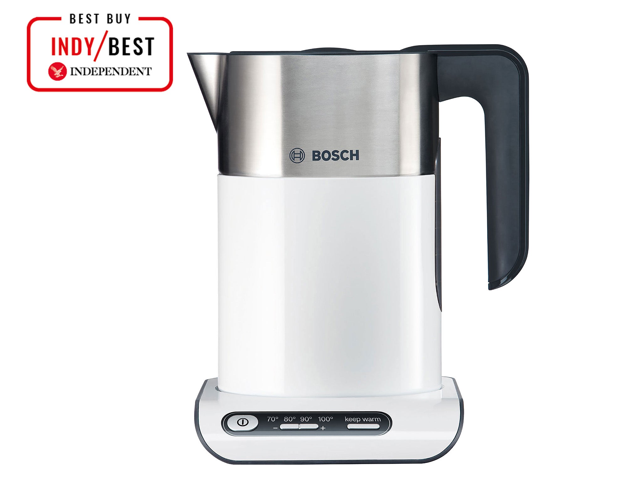 Bosch styline TWK8631GB kettle with temperature selector, white/stainless steel 