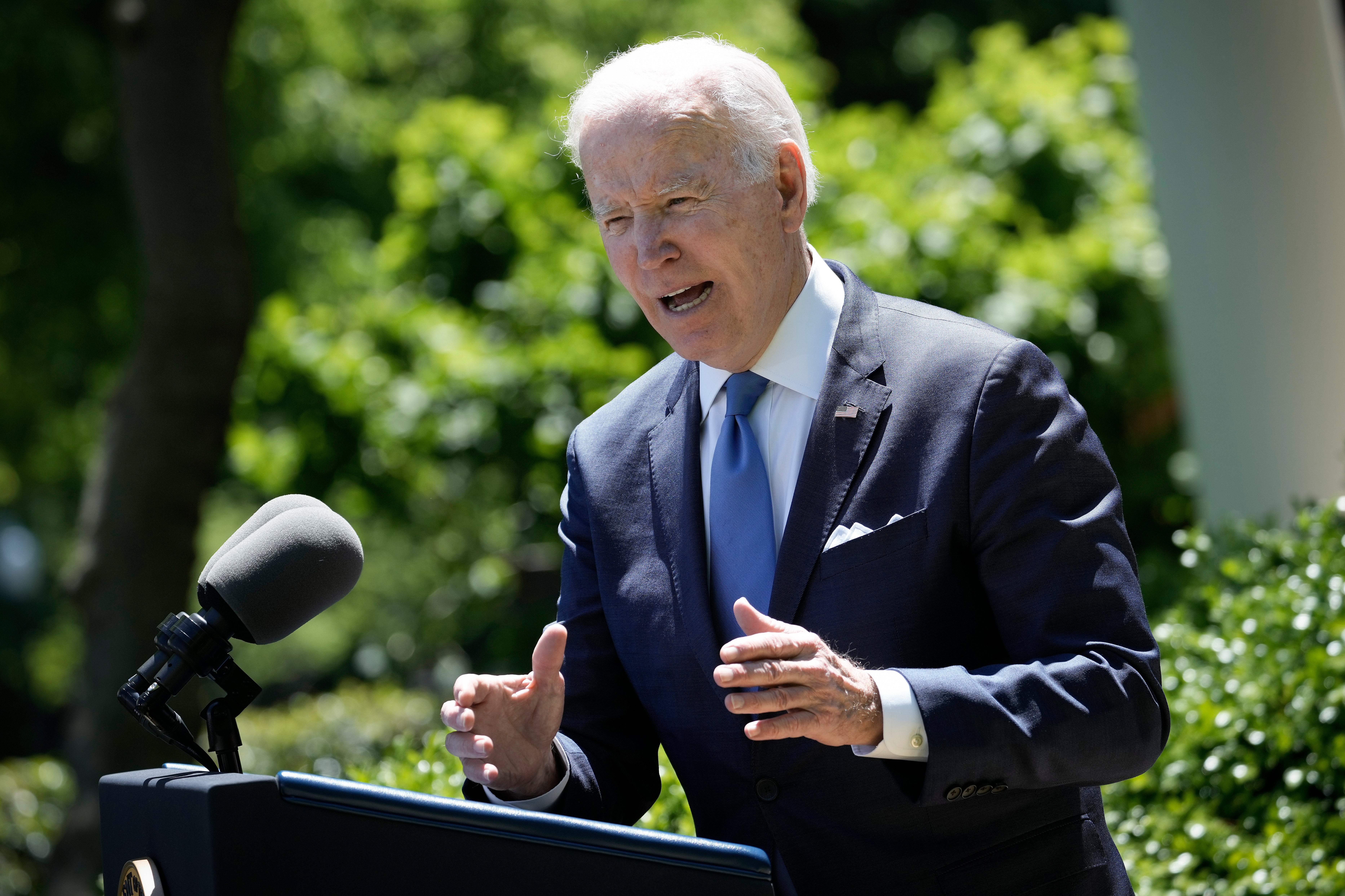 Joe Biden speaks during an event in the Rose Garden of the White House