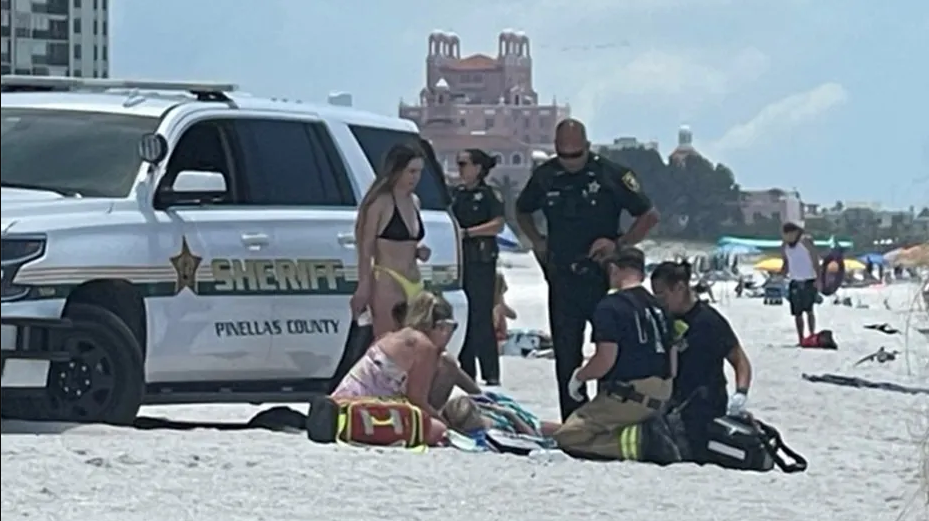 A 23-year-old sunbather was struck by a Pinellas County Sheriff’s Office Deputy while he made a right turn from his parked position on beach patrol at St. Pete Beach, Florida, just west of St. Petersburg