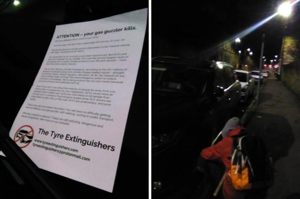 Tyre Extinguishers ‘sabotage 250 SUVs’ overnight in Brighton climate protest