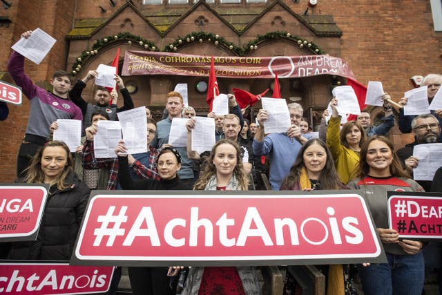 Campaigners have long called for UK Government action on Irish language and cultural legislation (Liam McBurney/PA)