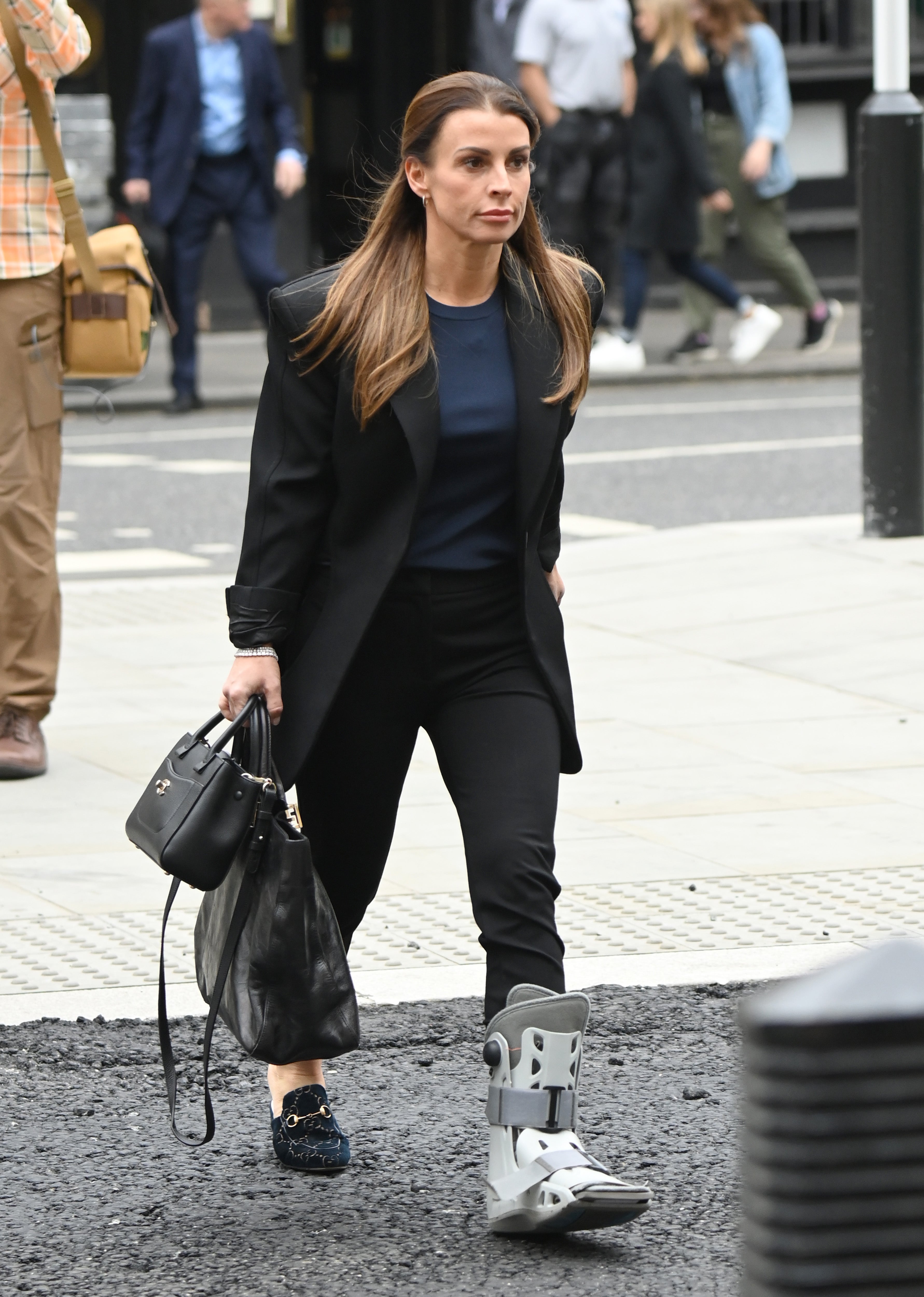 Coleen Rooney was accompanied by her footballer husband Wayne Rooney for the first day of Rebekah Vardy’s High Court libel trial