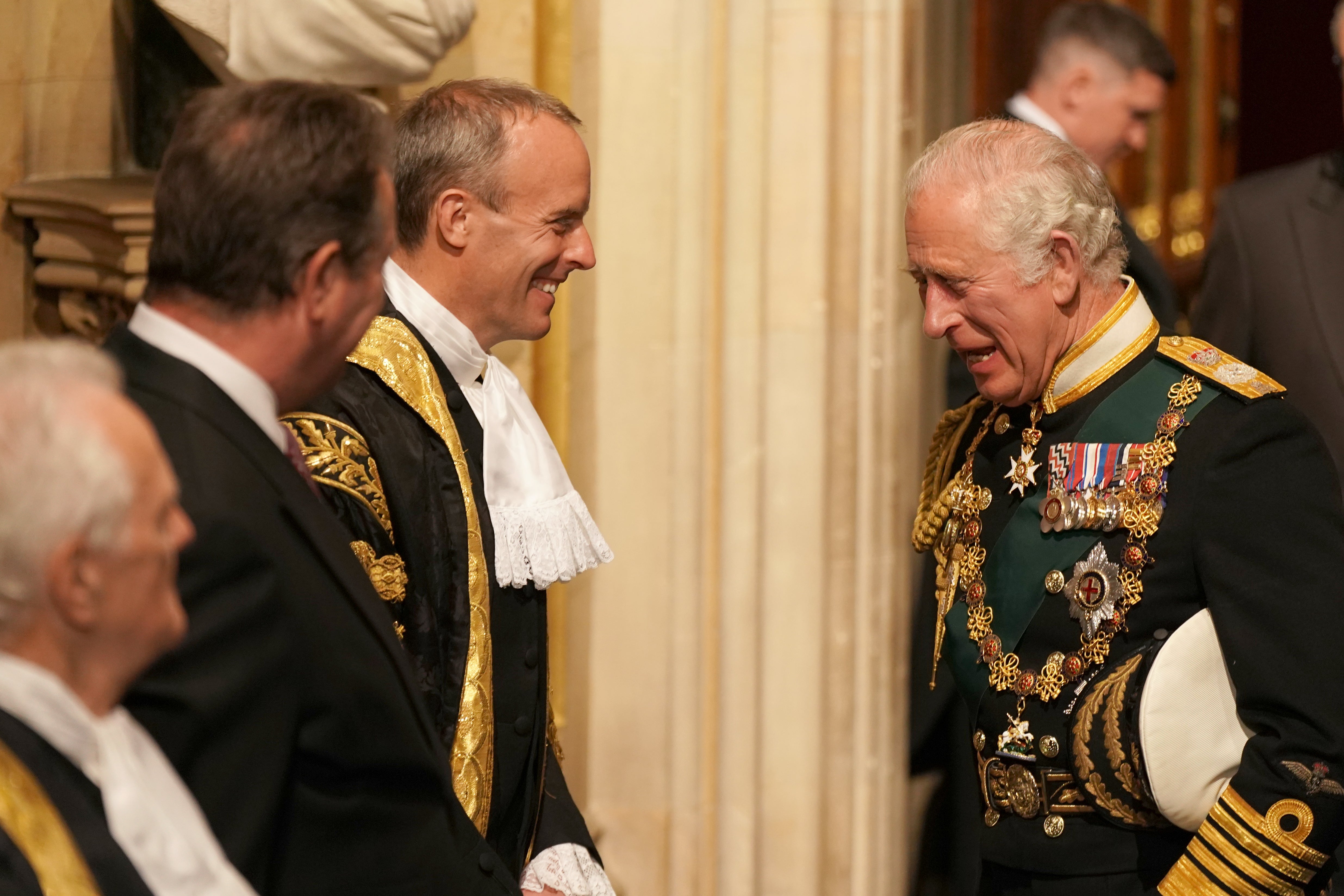 The Prince of Wales talks to Deputy Prime Minister Dominic Raab after attending the State Opening of Parliament (Aaron Chown/PA)