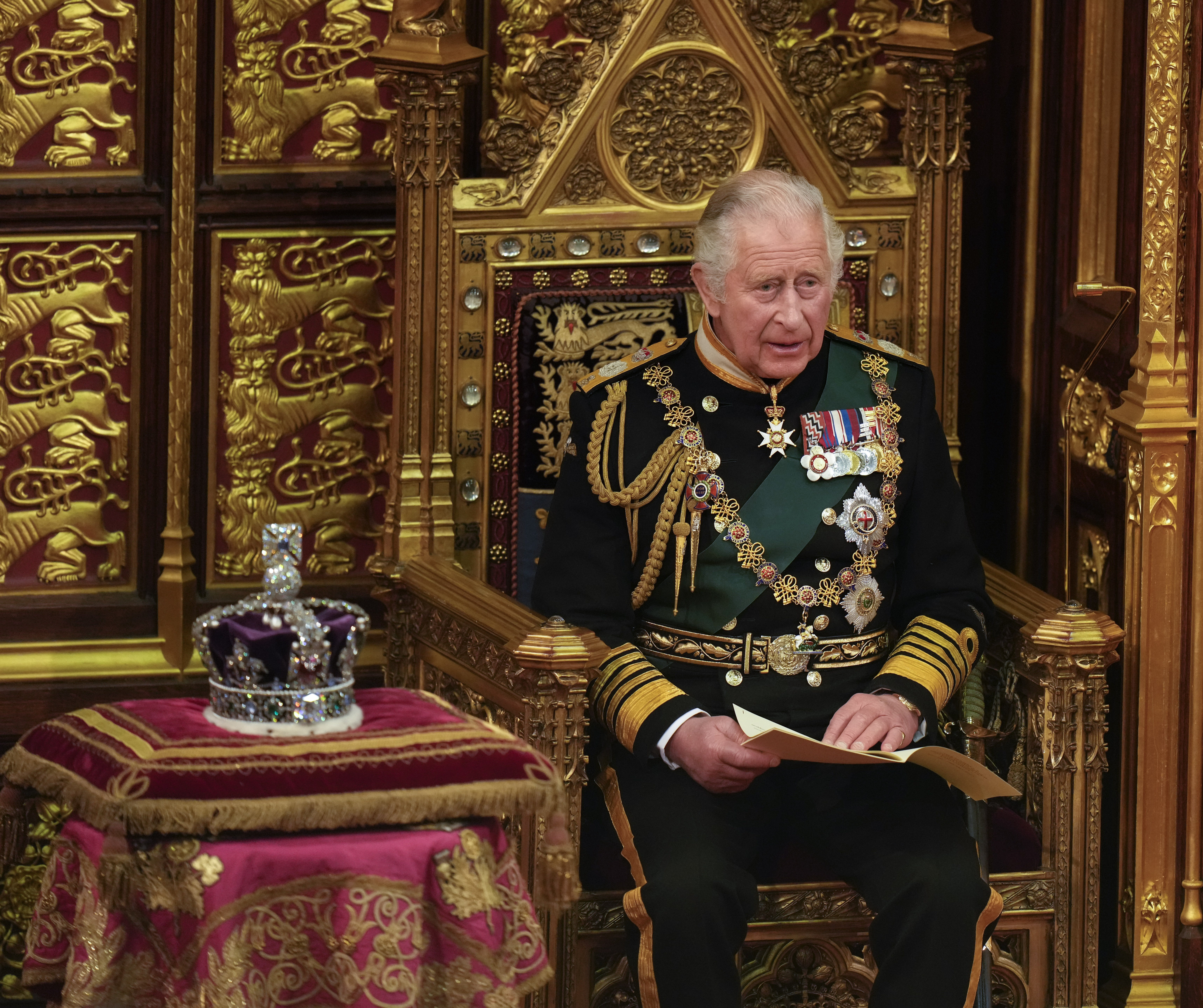 The Prince of Wales delivers the Queen’s Speech during the State Opening of Parliament in the House of Lords (Alastair Grant/PA)
