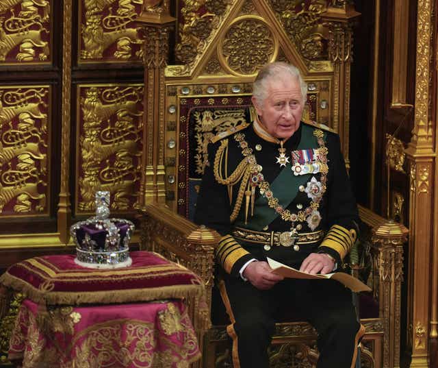 The Prince of Wales delivers the Queen’s Speech during the State Opening of Parliament in the House of Lords (Alastair Grant/PA)