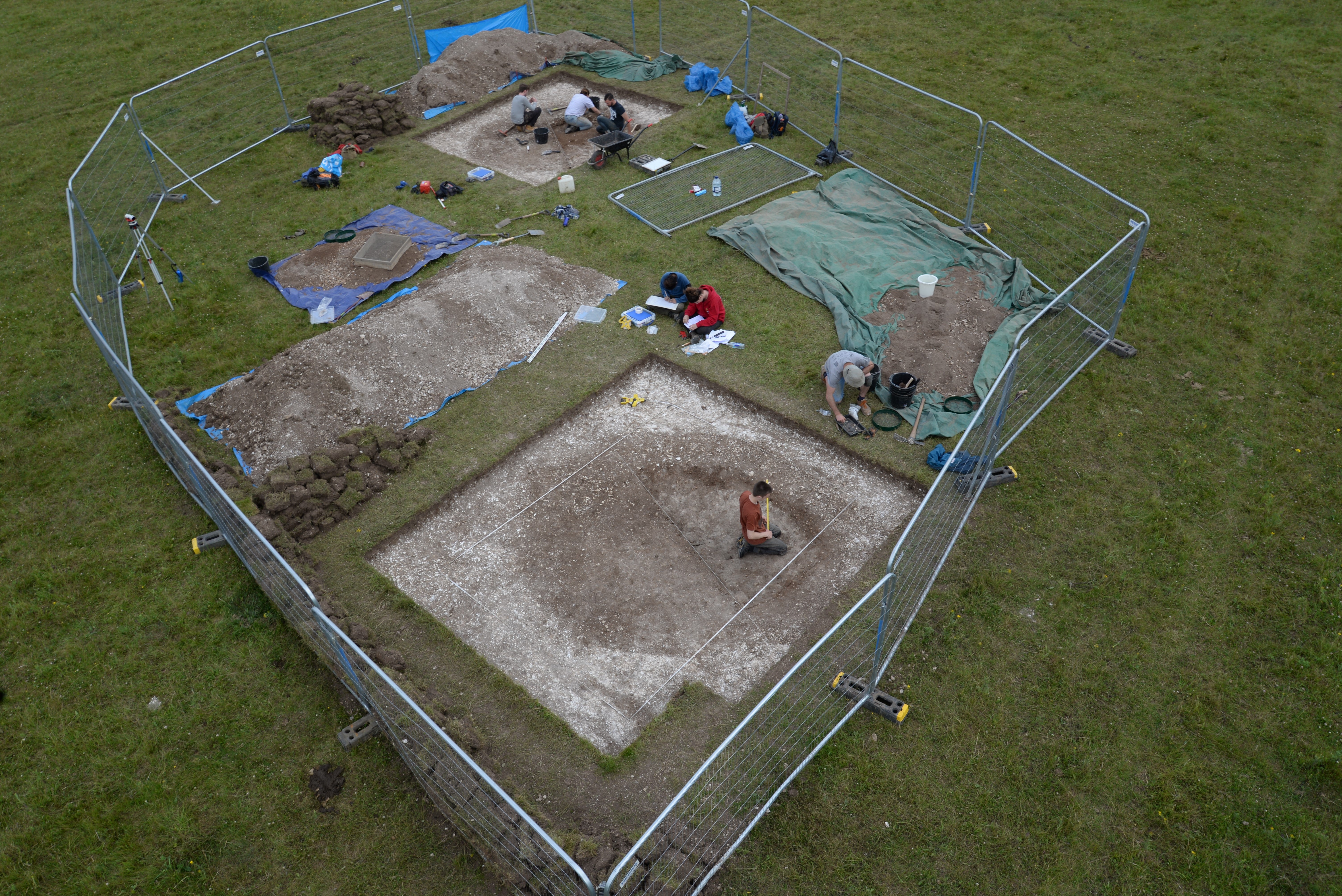 Scientists work on the excavation site at Stonehenge