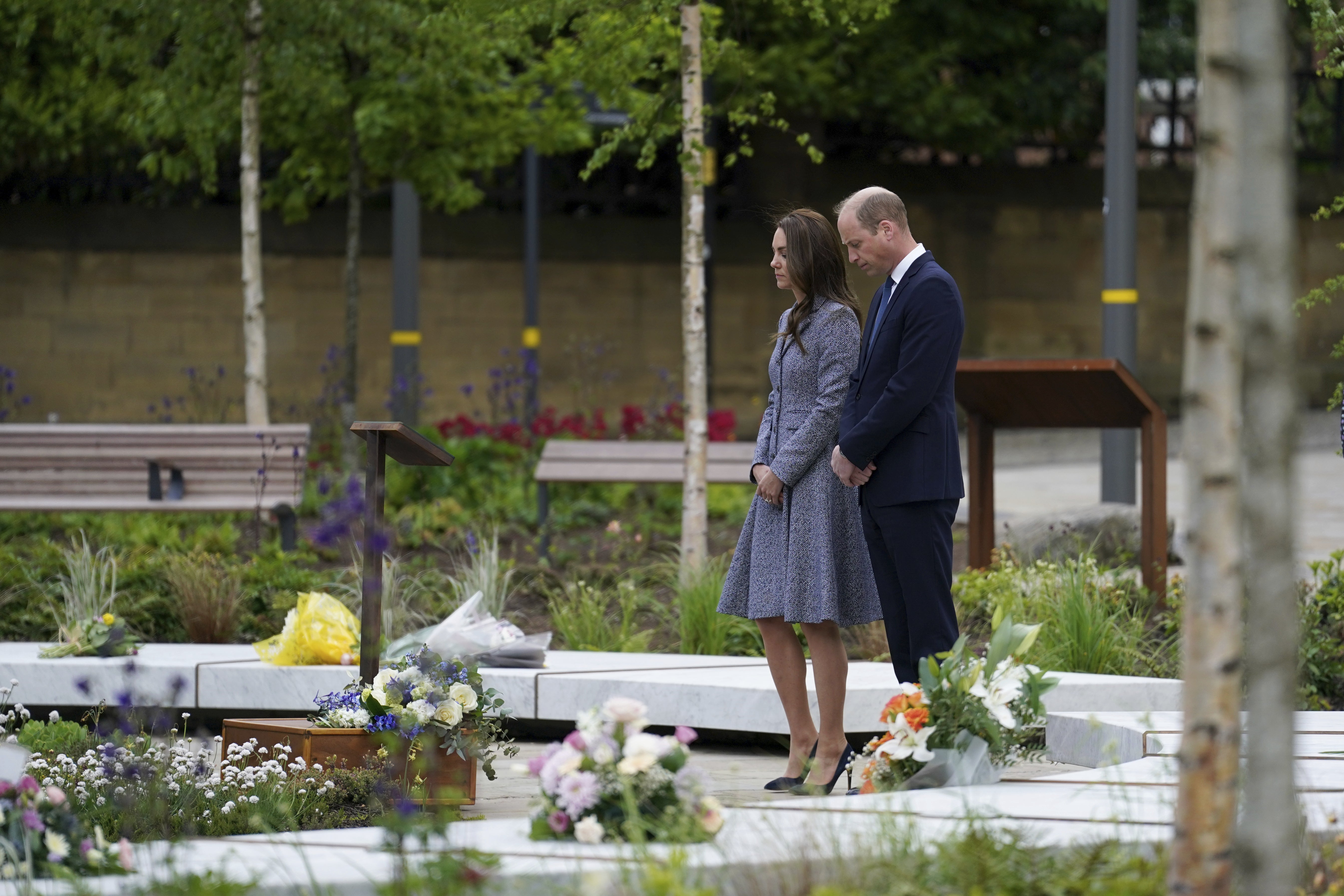 The Duke and Duchess of Cambridge at the Glade of Light memorial (Jon Super/PA)