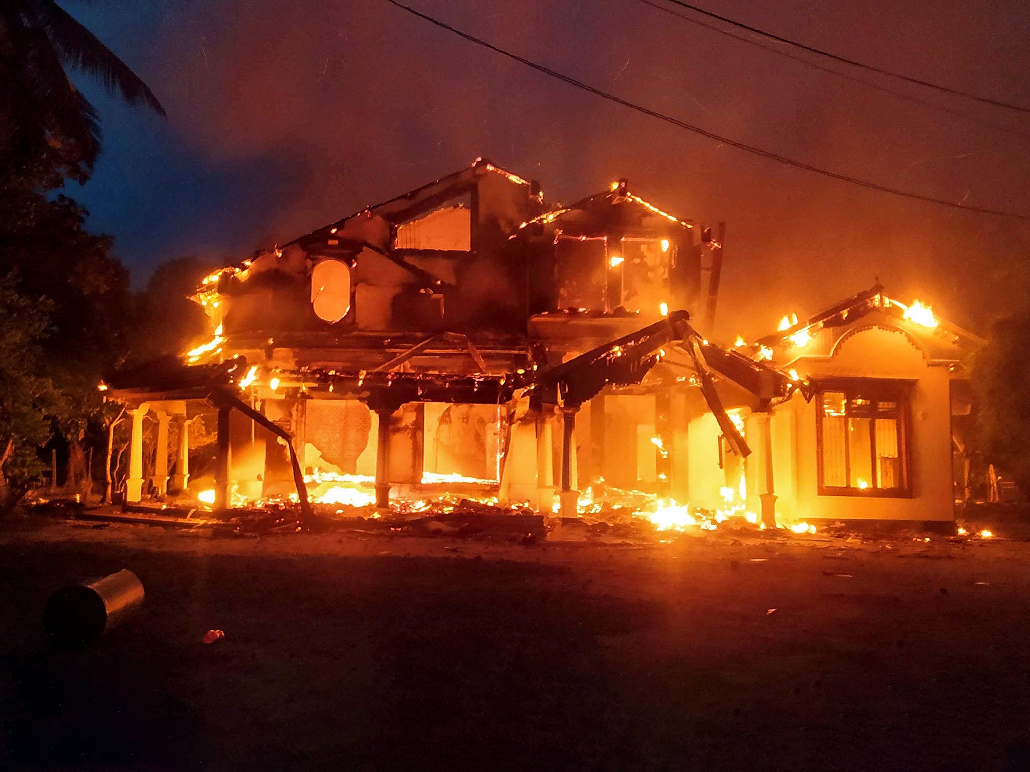 More than a dozen houses belonging to ruling party leaders were vandalised and set on fire