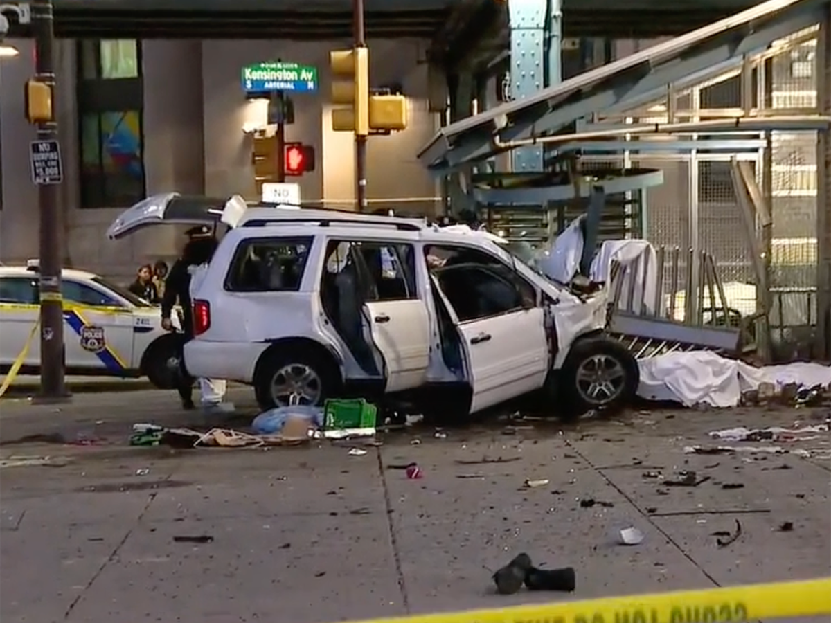 Three dead after car crashes into public transport station in Philadelphia