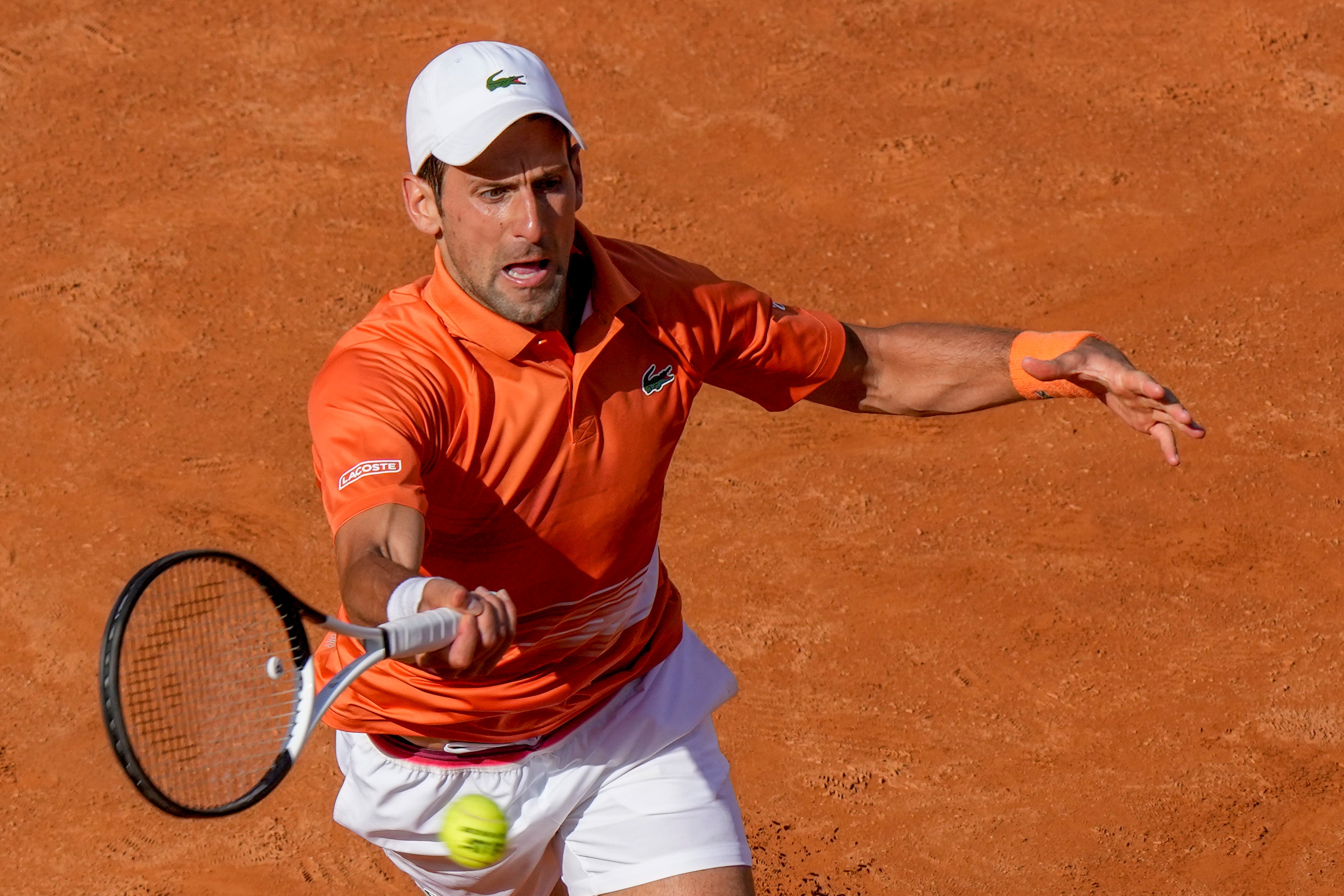 Novak Djokovic beat Aslan Karatsev in round two of the Internazionali BNL D’Italia in Rome