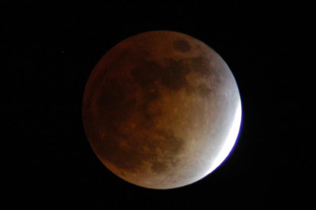 <p>A lunar eclipse as seen from Florida in 2003</p>