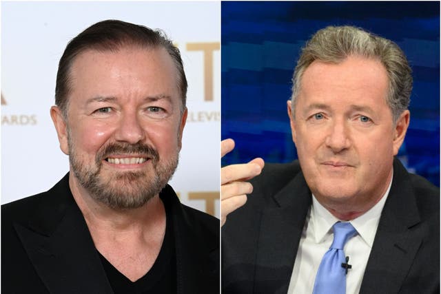 <p>Ricky Gervais and Piers Morgan</p>