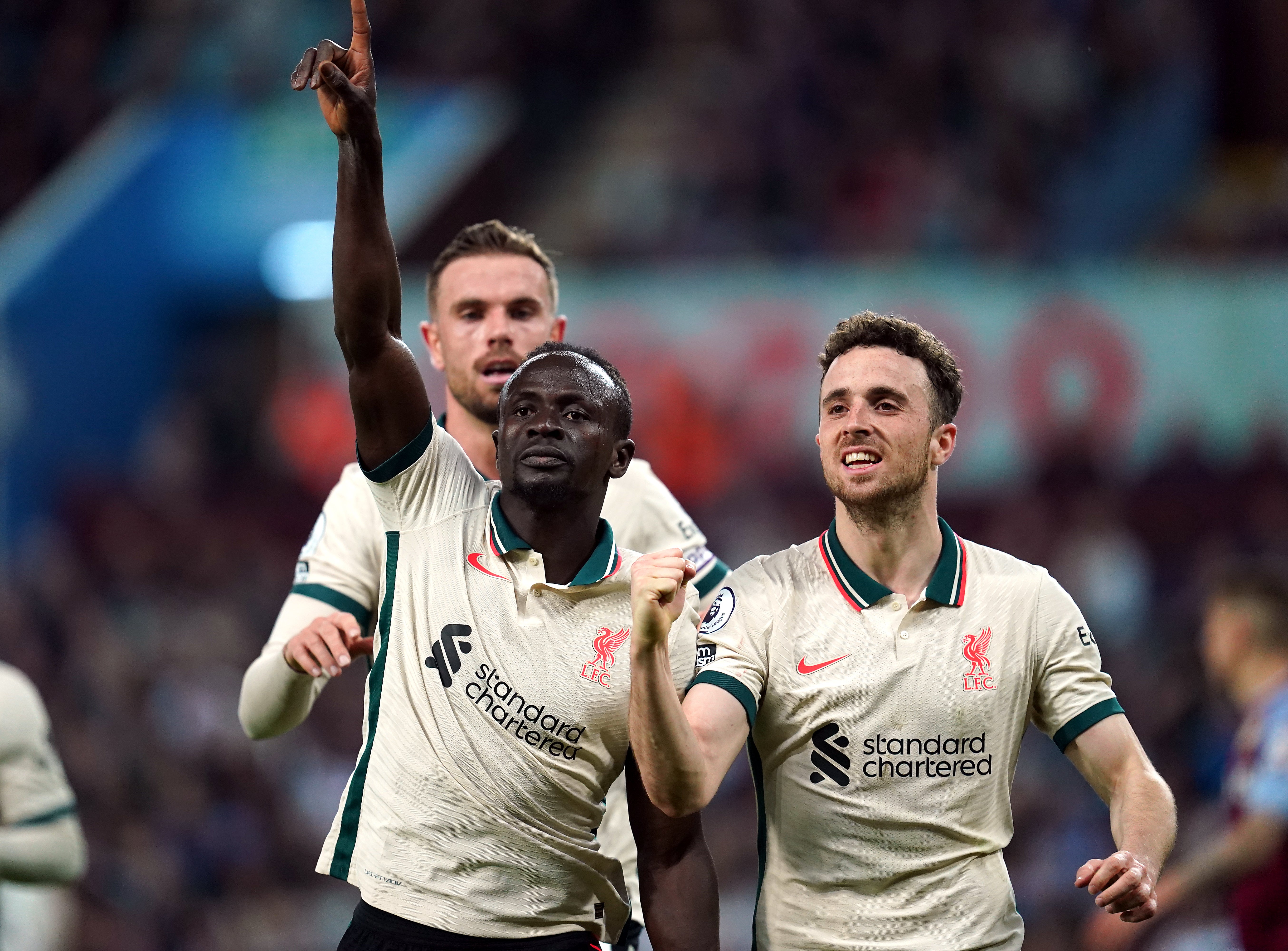 Liverpool’s Sadio Mane celebrates his goal at Aston Villa (Nick Potts/PA)