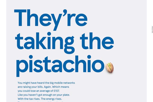 Ads for Tesco Mobile have been banned by the Advertising Standards Authority for replacing expletives with food names (ASA/PA)