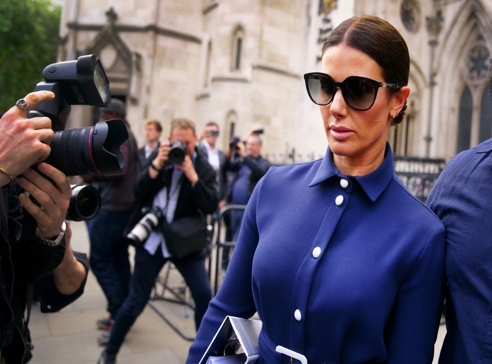 Rebekah Vardy leaving the Royal Courts of Justice in London at the end of the first day of trial in her high-profile libel battle with Coleen Rooney (Victoria Jones/PA)