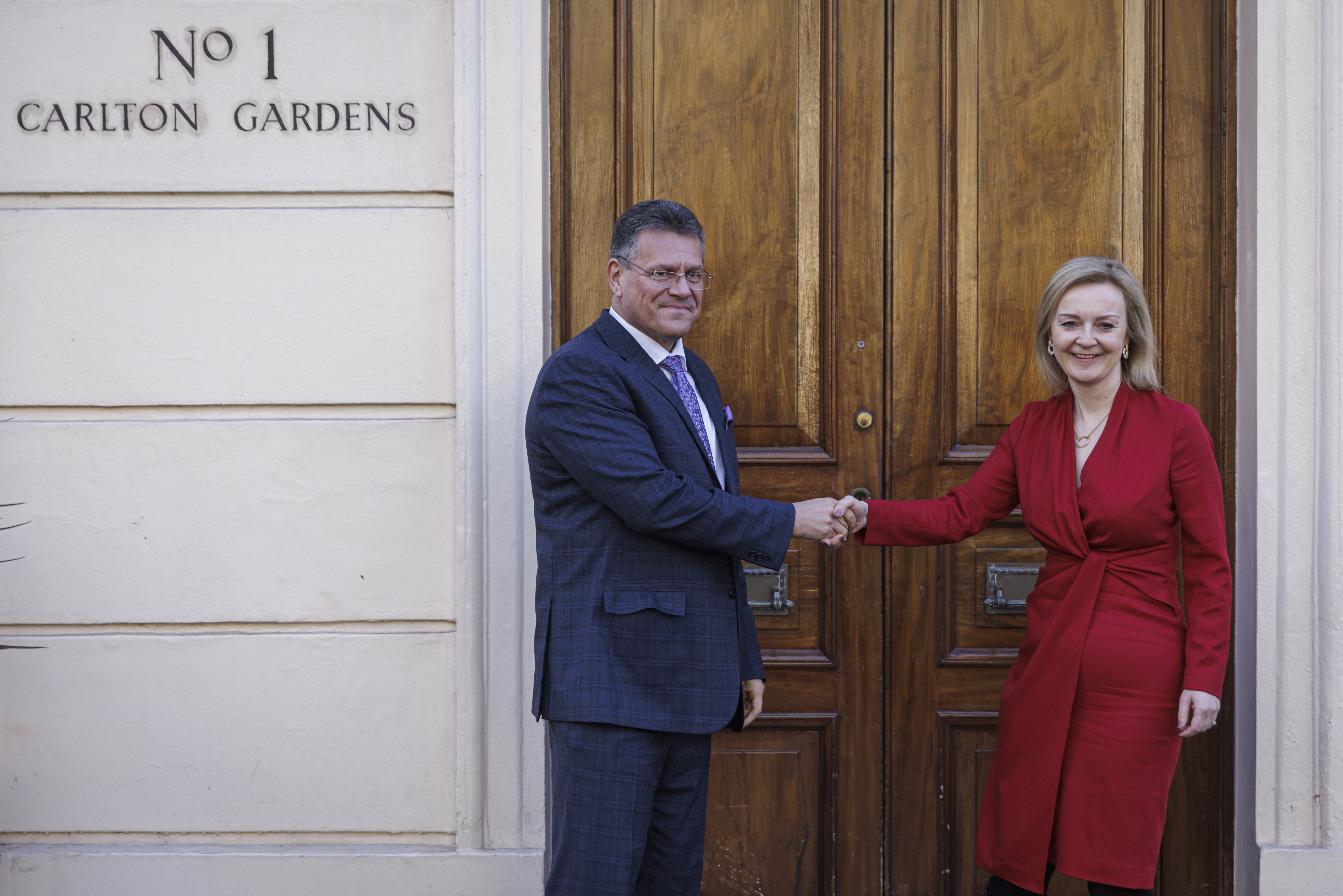 Liz Truss with European Commission vice-president Maros Sefcovic (PA)