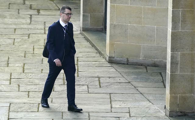 Alex Davies arrives at Winchester Crown Court where he is standing trial accused of being a member of an outlawed organisation (Andrew Matthews/PA)