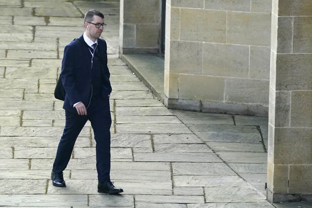 Alex Davies arrives at Winchester Crown Court where he is standing trial accused of being a member of an outlawed organisation (Andrew Matthews/PA)
