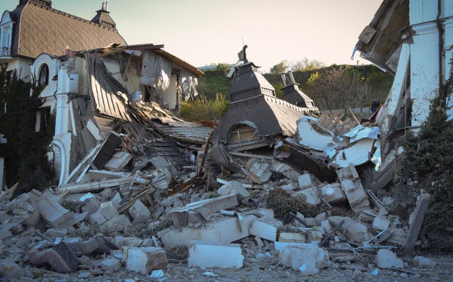 The Grande Pettine Hotel in Odessa, Ukraine, was destroyed by a missile (Max Pshybyshevsky/AP)