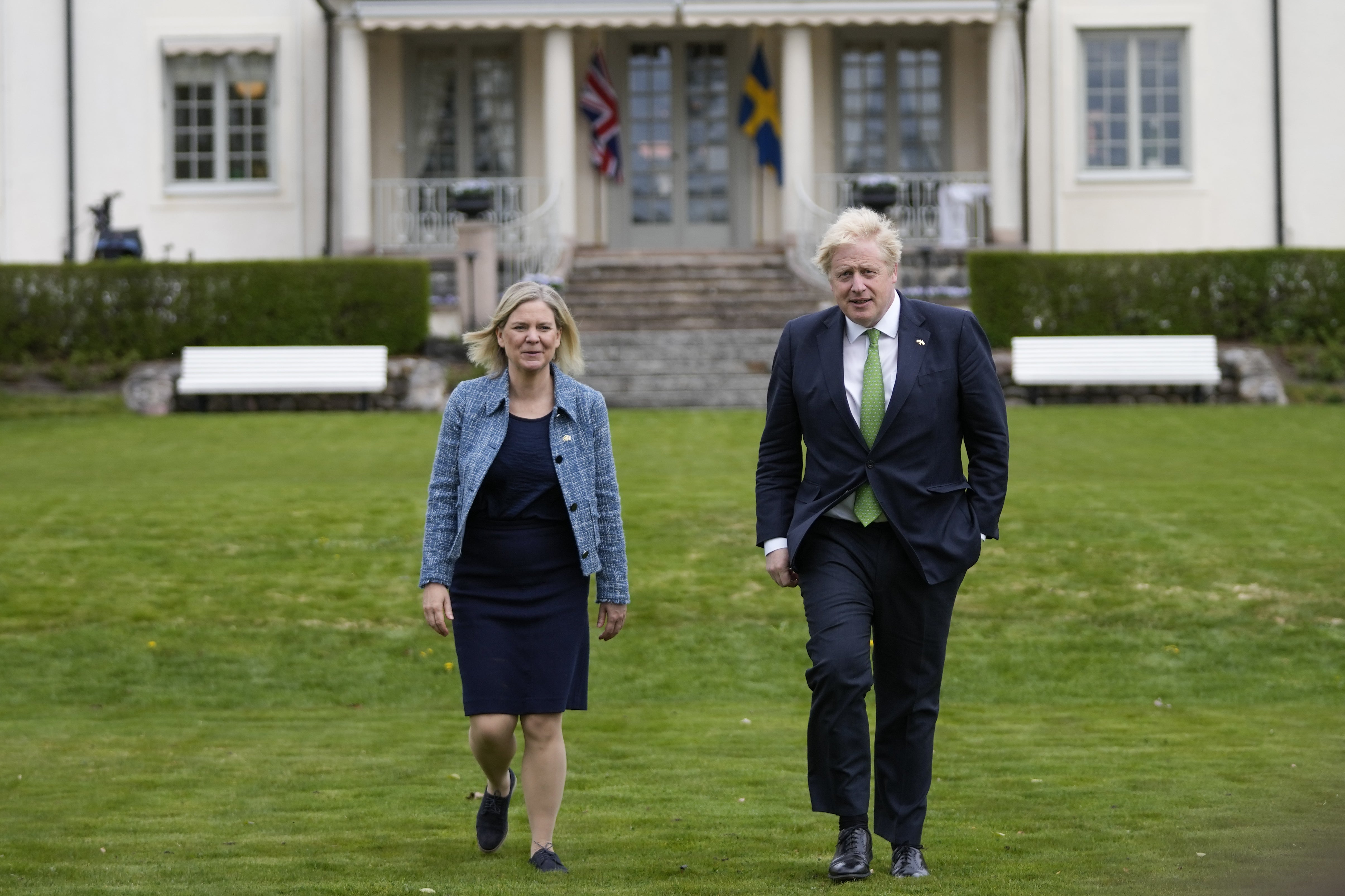 Prime Minister Boris Johnson and his Swedish counterpart Magdalena Andersson (Frank Augstein/PA)